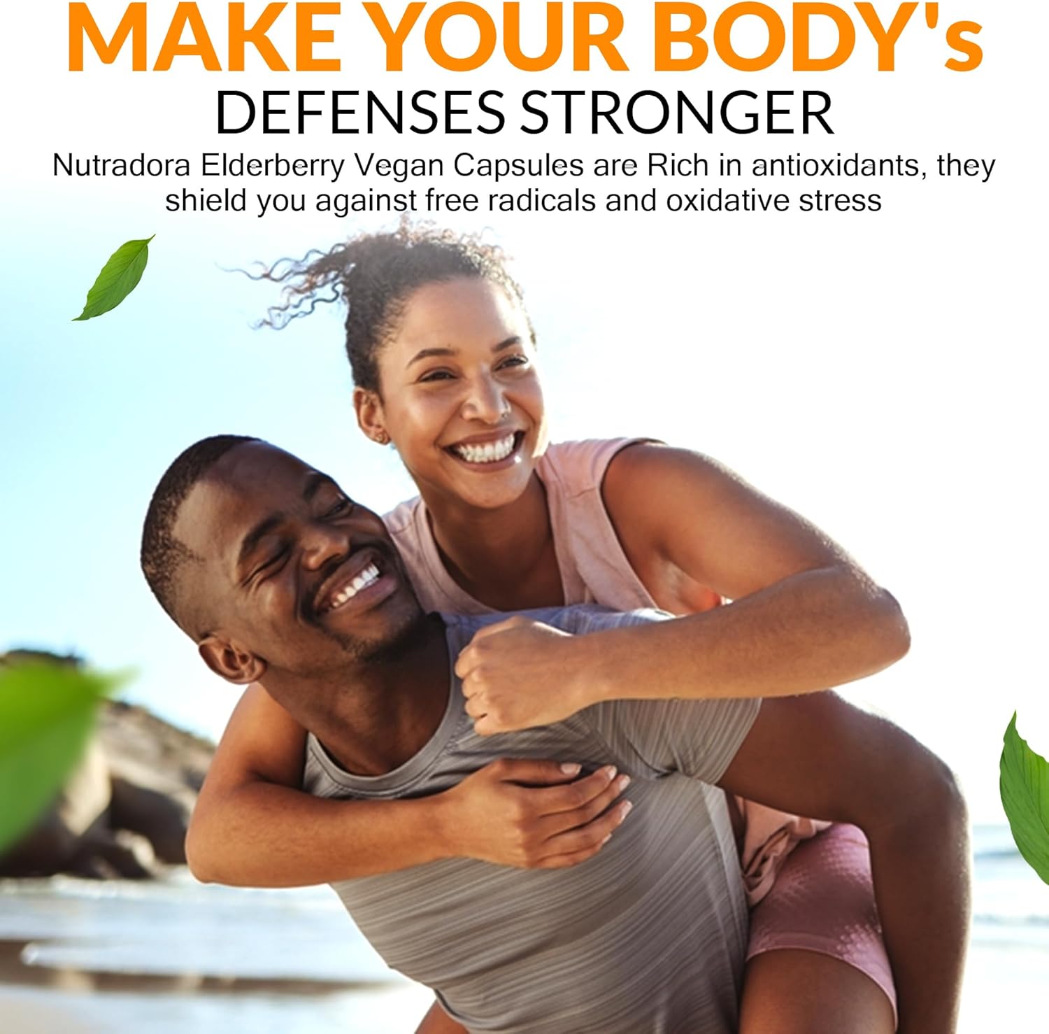 Immune-Boosting Elderberry Capsules with Zinc, Vitamin C, E, & B6 - Antioxidant Support for Adults, Non-GMO, 60 Capsules - Nutradora