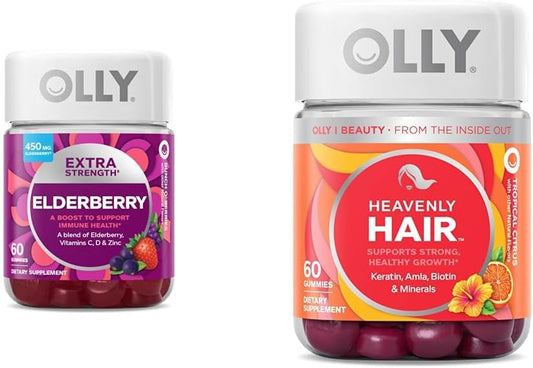 Immune Boosting Elderberry Gummies & Hair Strengthening Biotin Gummies - 60 Count Each