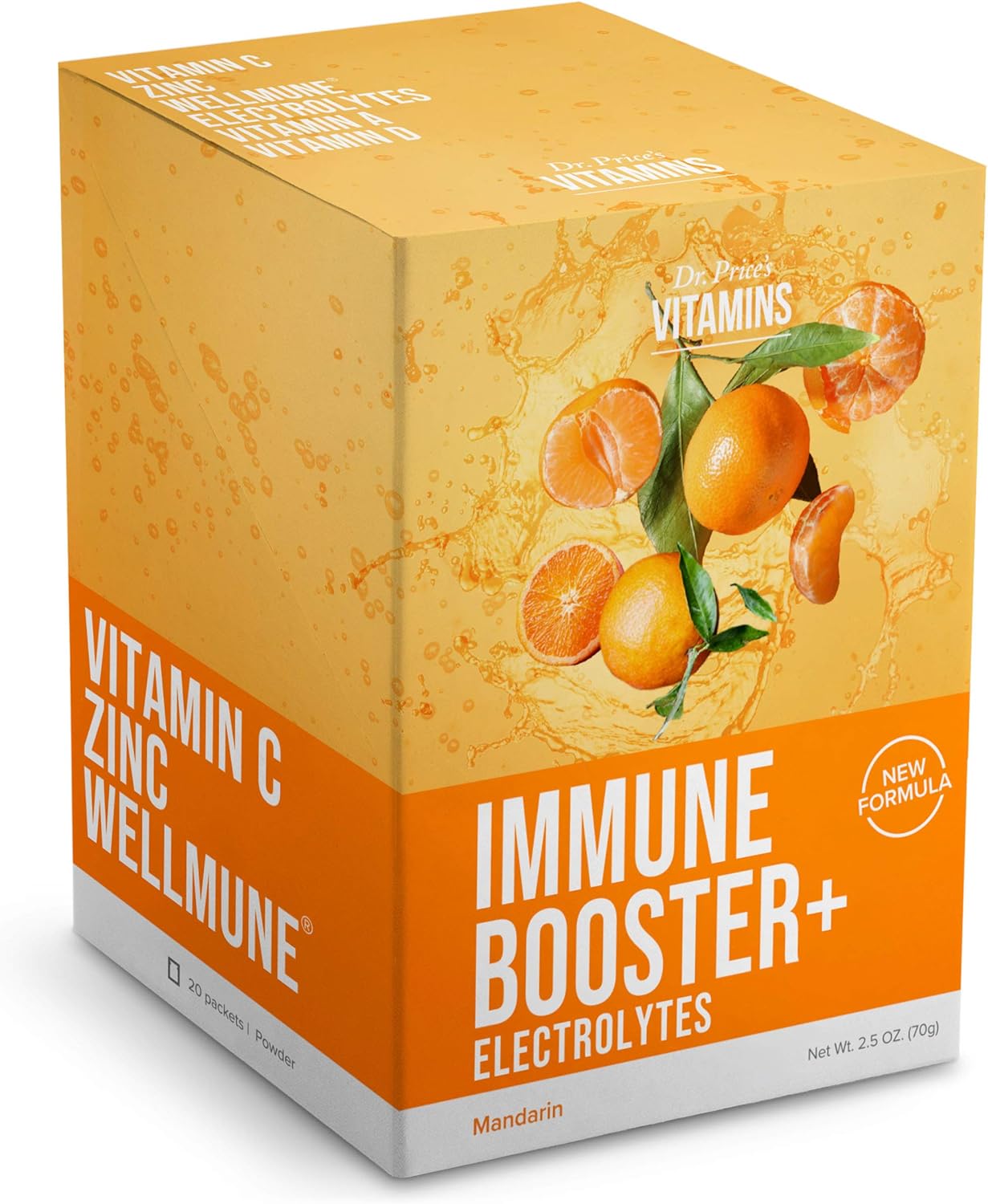 Immune Boosting Powder Supplement for Adults & Kids - Vitamin C 1000mg, Zinc, Electrolytes, Trace Minerals - Mandarin Flavor - 20 Pack