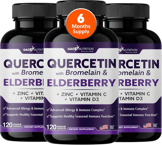 Immune Boosting Quercetin with Elderberry, Bromelain, and Zinc - 6 Month Supply