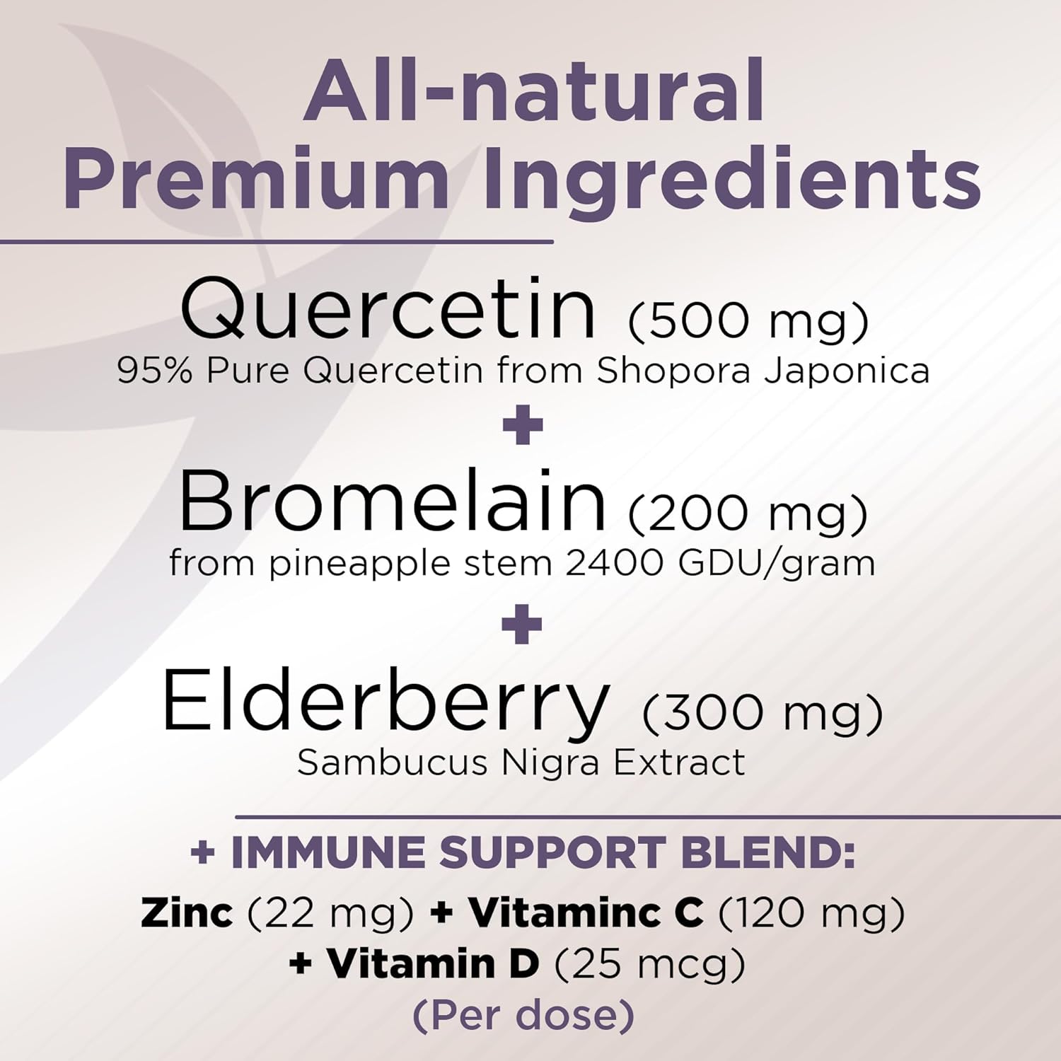 Immune Boosting Quercetin with Elderberry, Bromelain, and Zinc - 6 Month Supply