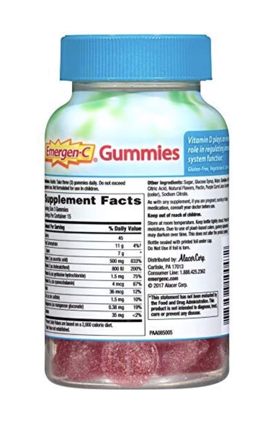 Immune-Boosting Raspberry Vitamin D Gummies - 90 Gummies Total