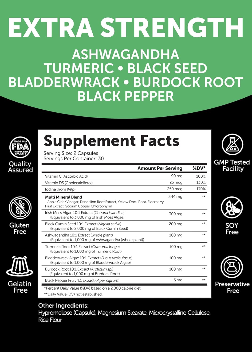 Immune Boosting Superfood Bundle with Irish Sea Moss, Fruits, Veggies, Black Seed Oil & Ashwagandha for Wellness Support