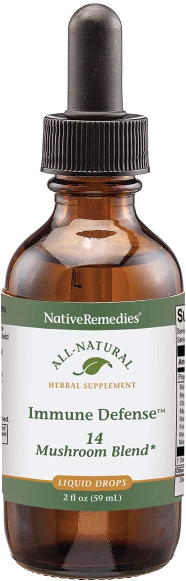Immune Defense 14 Mushroom Blend Supplement for Optimal Immune System Health, 2 Fl oz