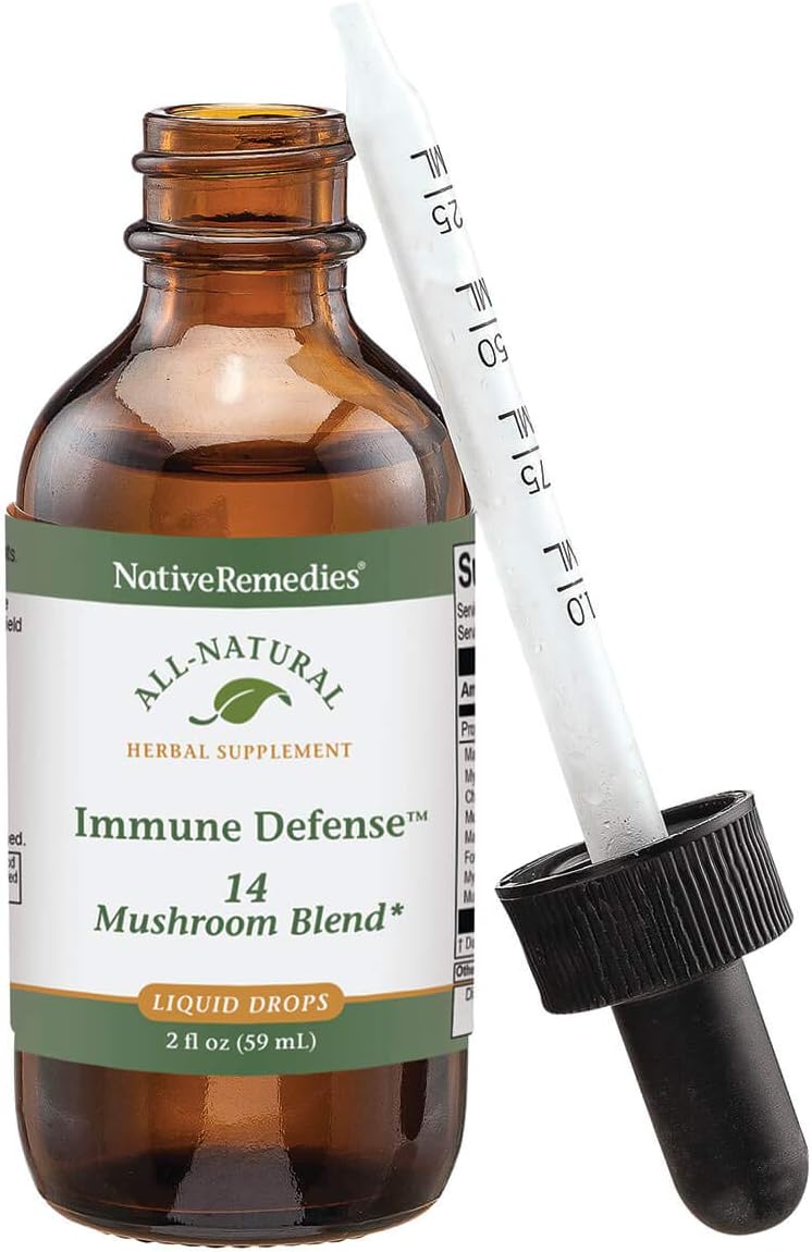 Immune Defense 14 Mushroom Blend Supplement for Optimal Immune System Health, 2 Fl oz