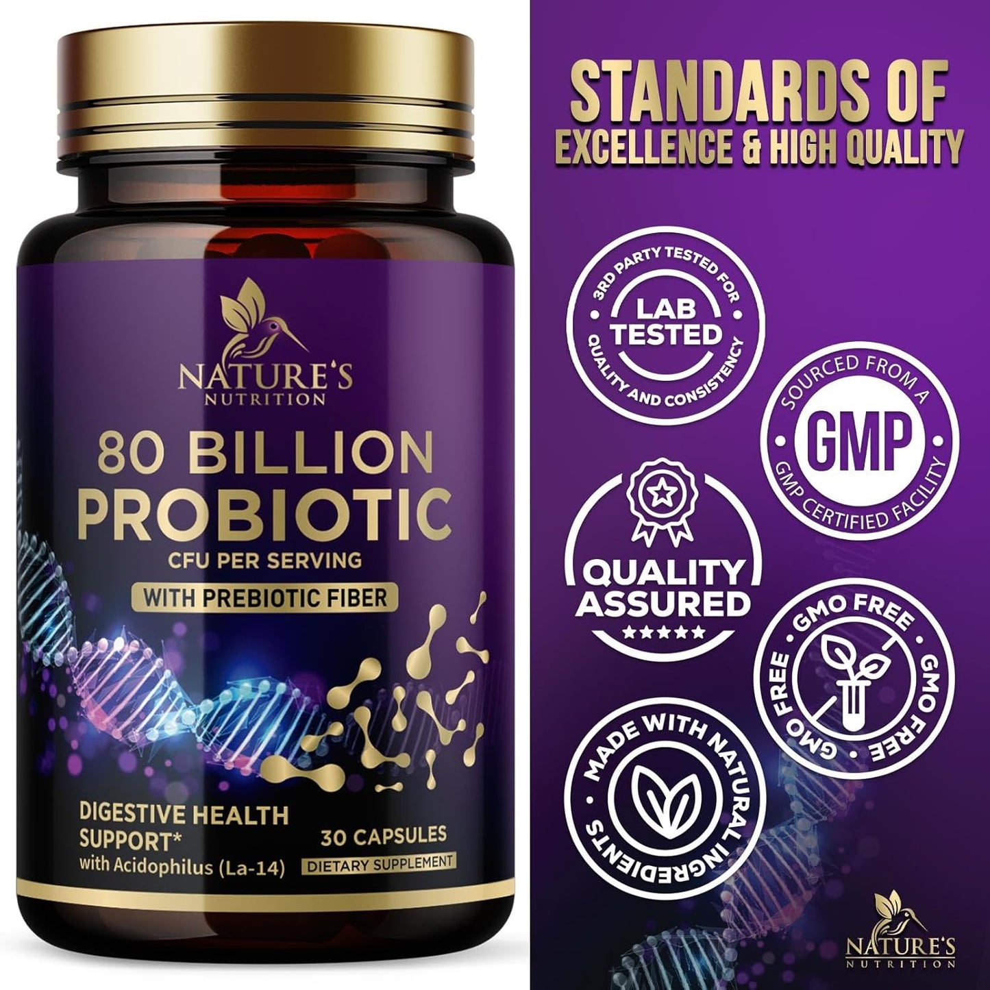 Immune & Digestive Support Probiotic Supplement for Women - 80 Billion CFU + Prebiotics, Acidophilus - 30 Capsules