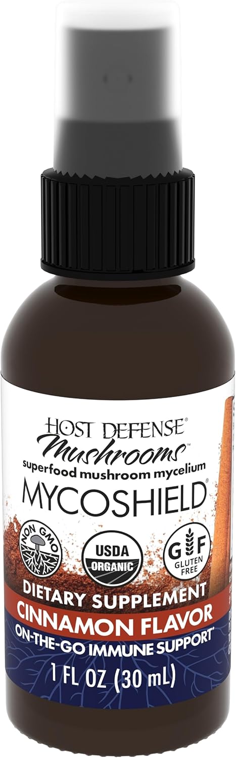 Immune Health Support Throat Spray with Chaga, Reishi, Turkey Tail - On-The-Go Immune Boost - Cinnamon Flavor - 1 fl oz