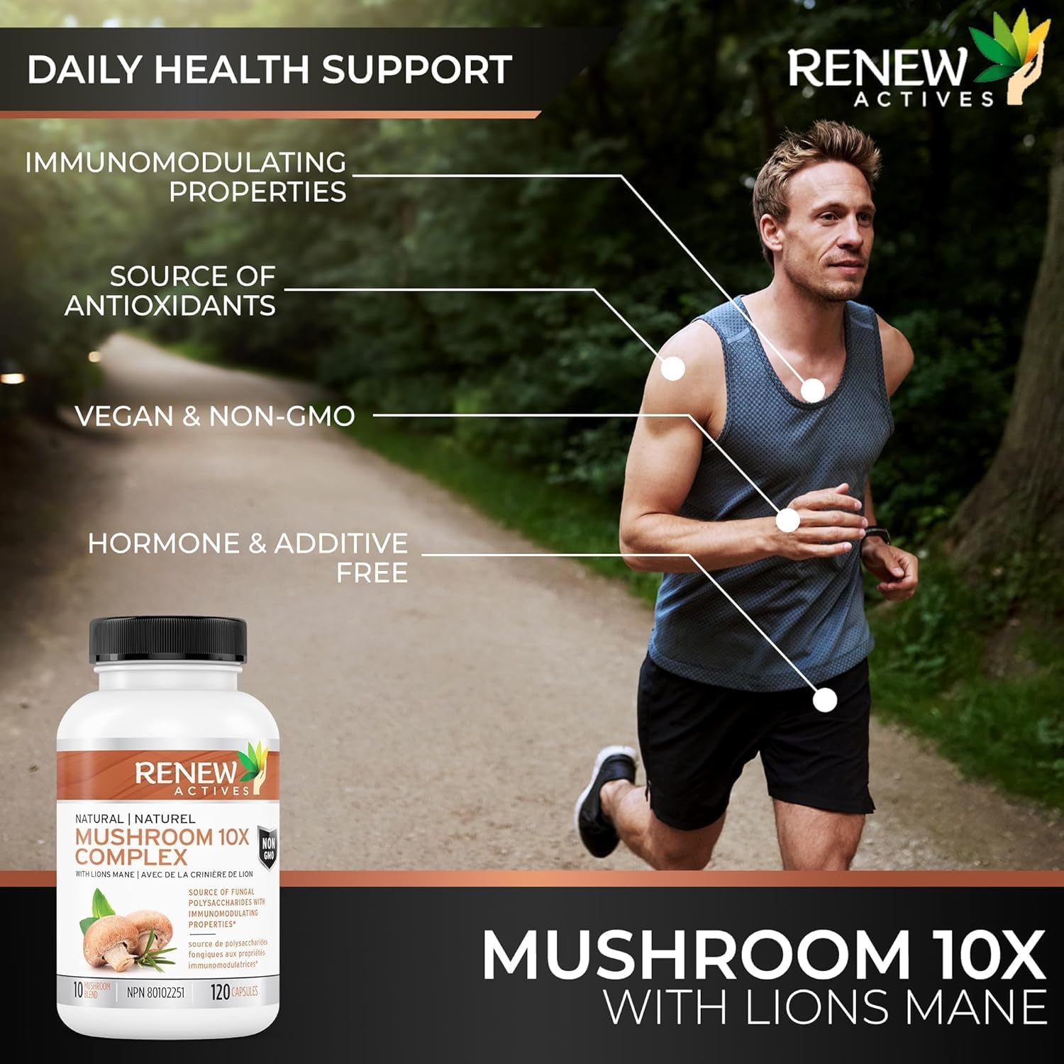 Immune Health & Wellness: 10 Mushroom Blend with Antioxidants - Supports Vitality - 120 Capsules