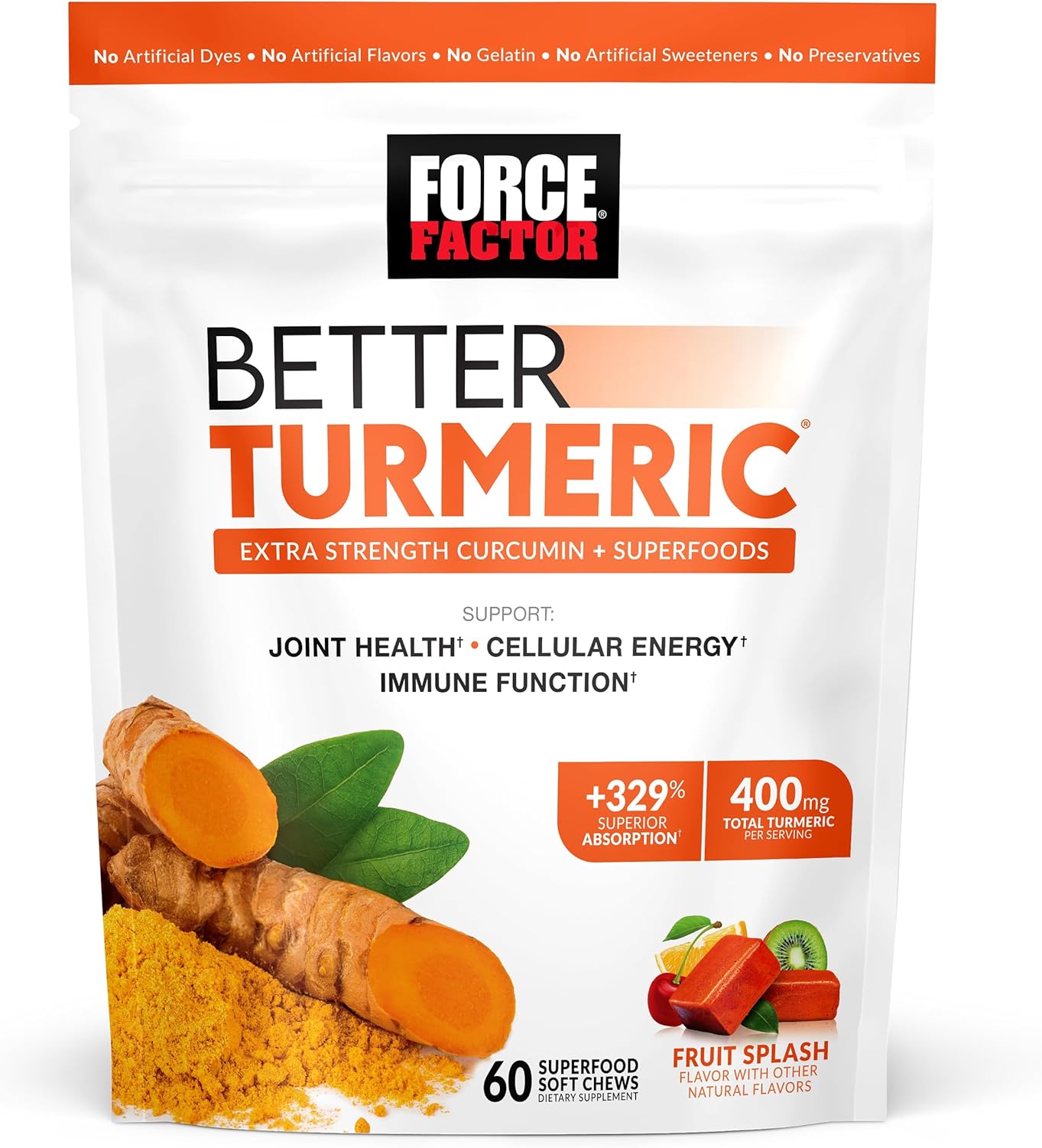 Immune & Joint Support Soft Chews with Acai and Turmeric Curcumin, 30 & 60 Count