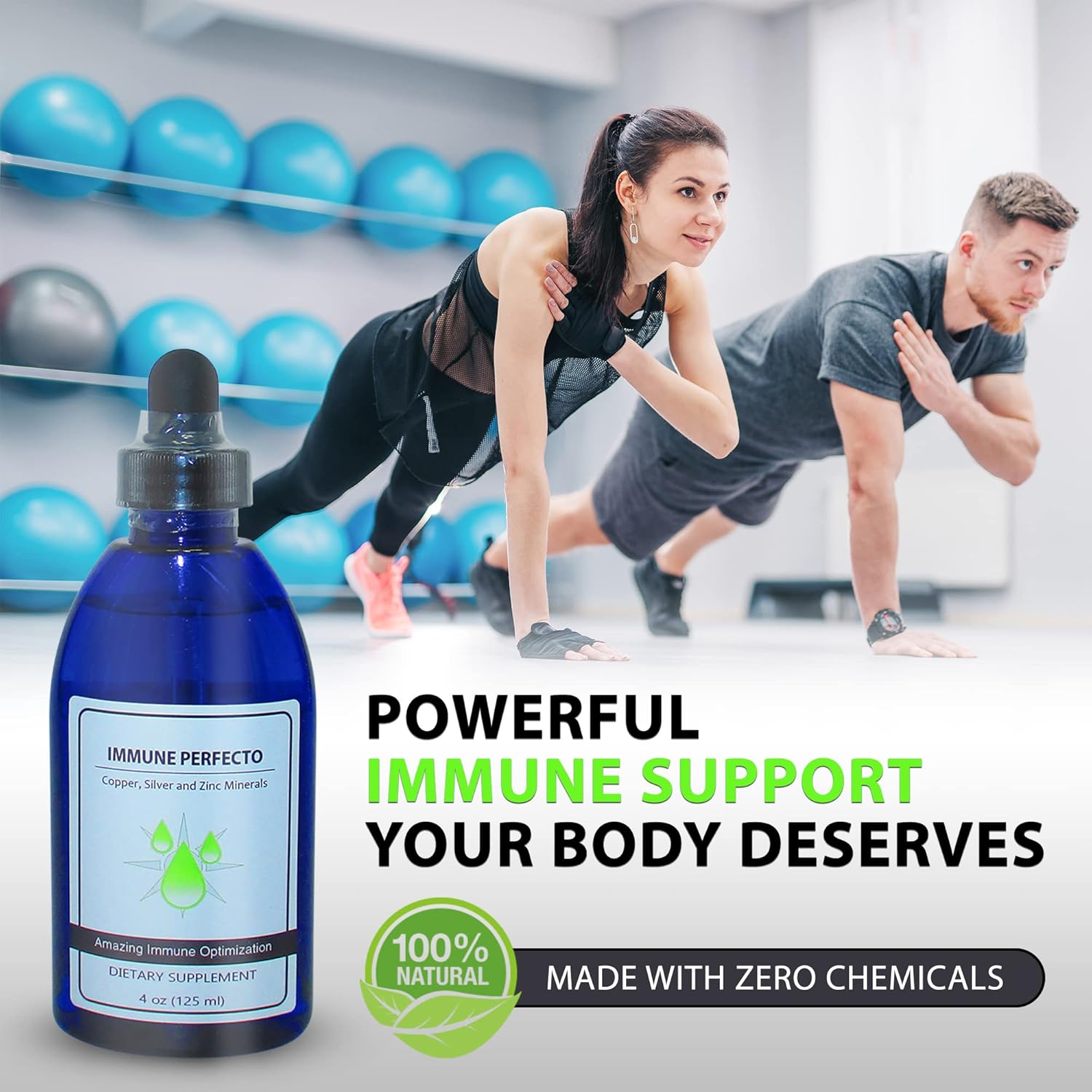 Immune Perfecto: Colloidal Silver, Copper, and Zinc Trace Mineral Supplement - 4 oz.