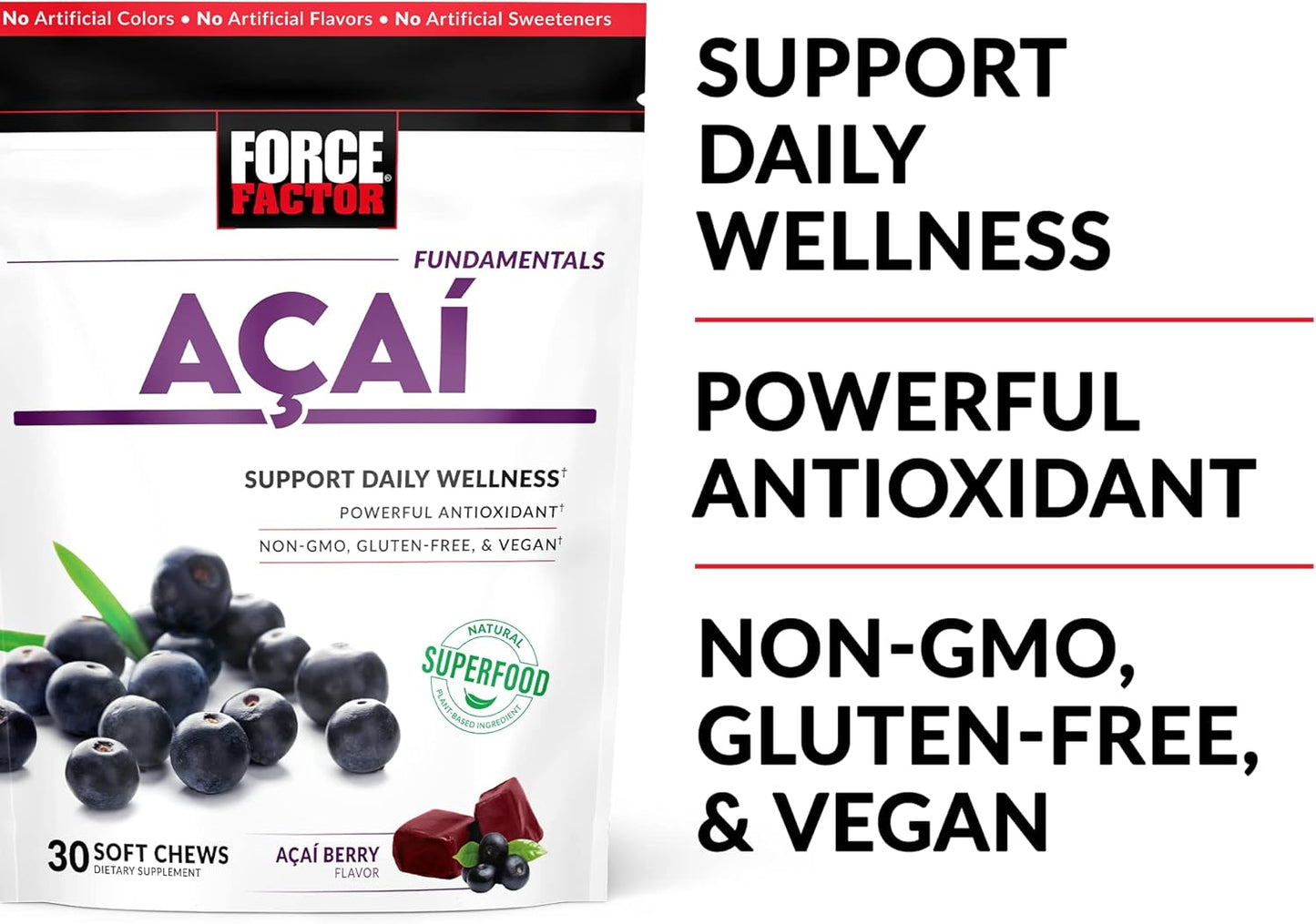 Immune Support Acai Soft Chews with Antioxidants for Daily Wellness - Non-GMO and Vegan - Acai Berry Flavor - 30 Chews - BoostGo Australia