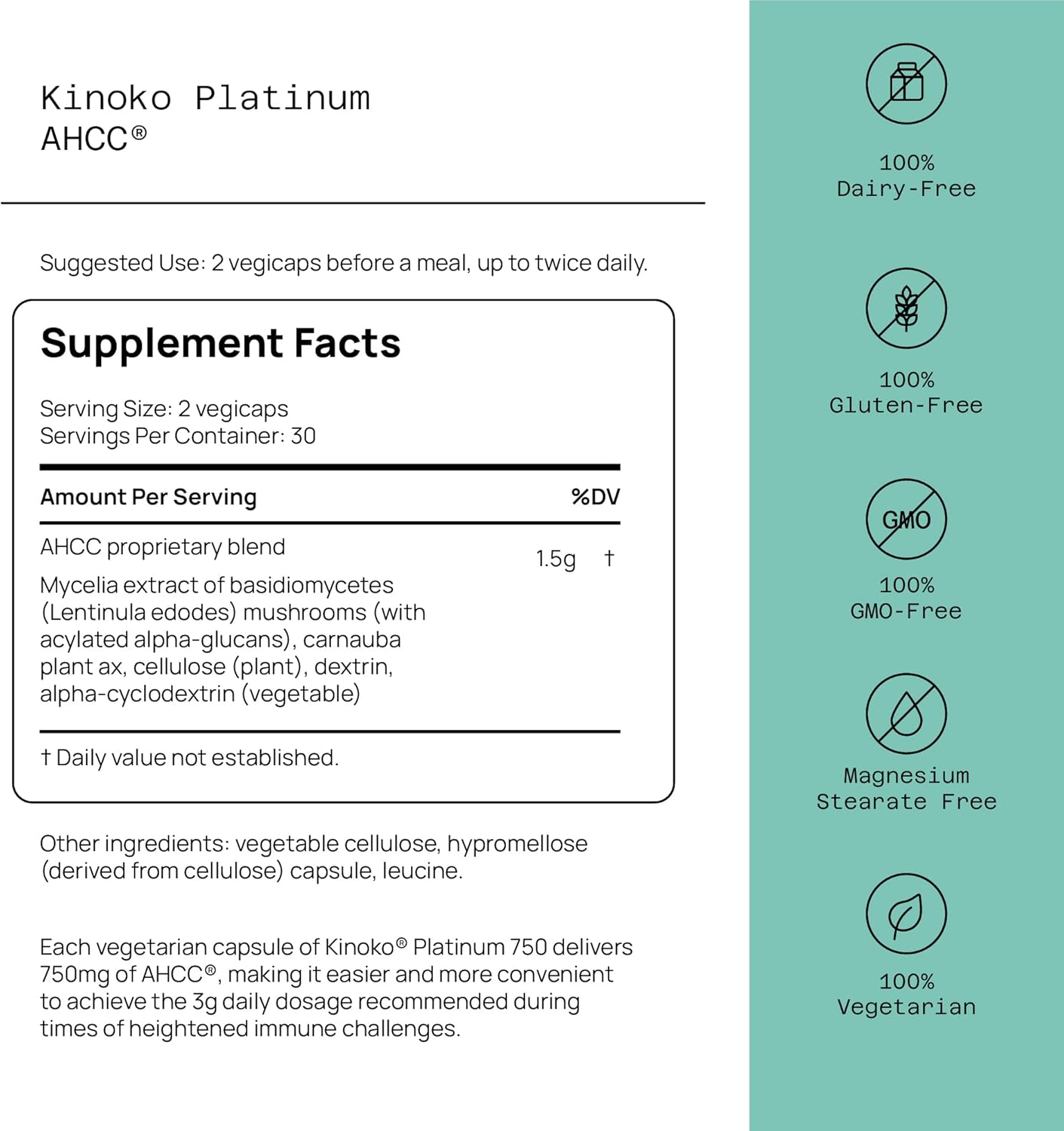 Immune Support and Skin Health Bundle with Kinoko Platinum AHCC Mushroom Extract and Oligoderm Oligoderm with Oligonol Lychee Extract for Enhanced Quality of Life