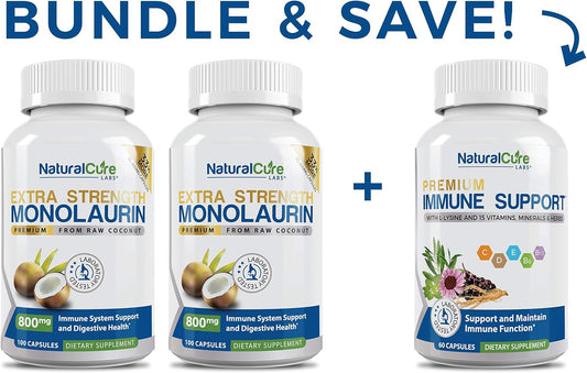 Immune Support Bundle: 2-Pack Extra Strength Monolaurin 800mg for Natural Wellness