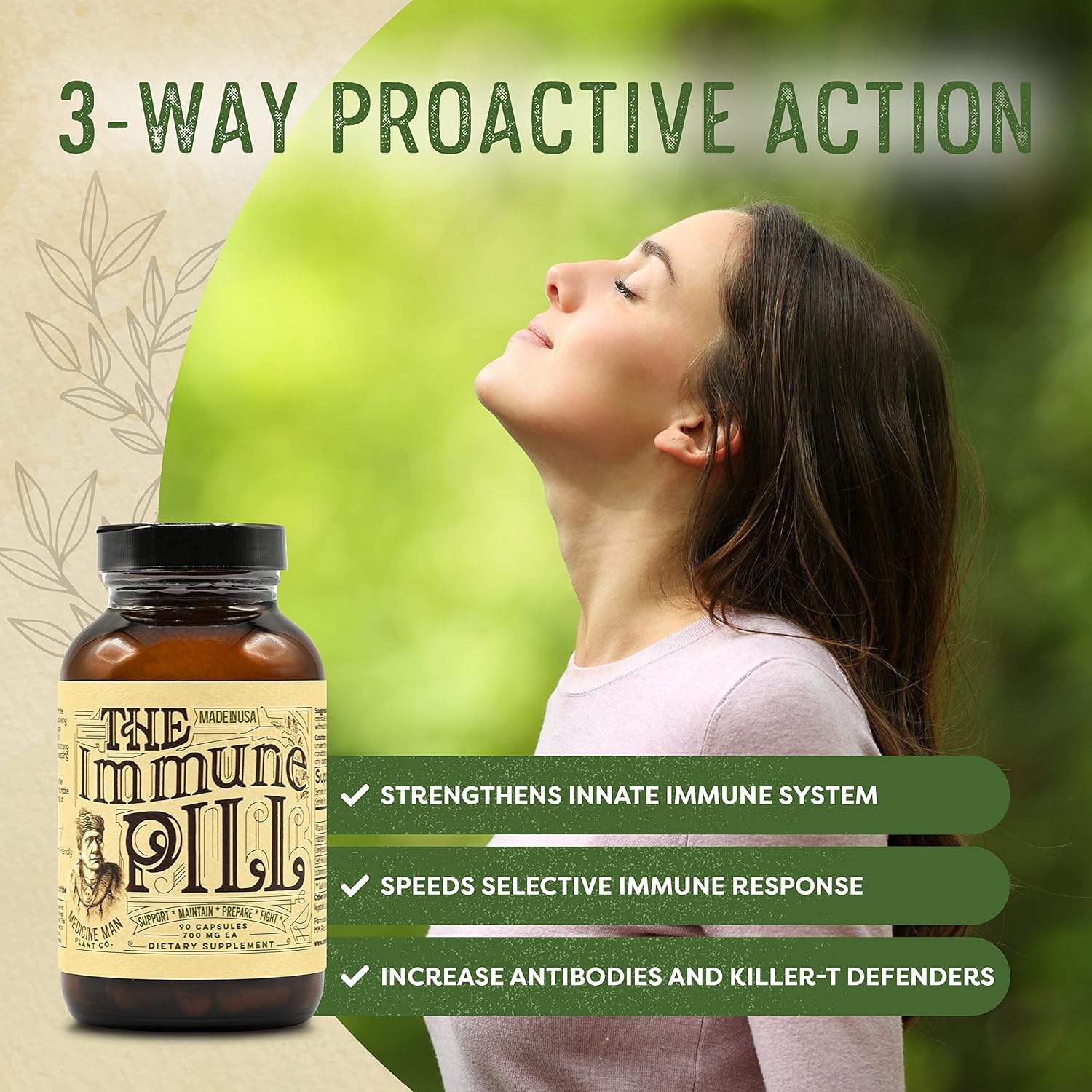 Immune Support Capsules with Vitamin C, Elderberry, Prunella Vulgaris, Echinacea, and Cordyceps - 90 Count - Boosters for Adults & Kids by Medicine Man Plant Co