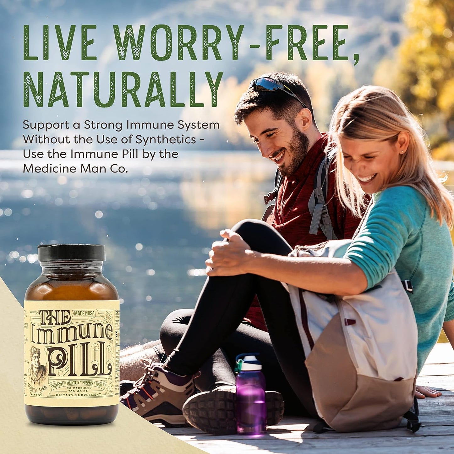 Immune Support Capsules with Vitamin C, Elderberry, Prunella Vulgaris, Echinacea, and Cordyceps - 90 Count - Boosters for Adults & Kids by Medicine Man Plant Co