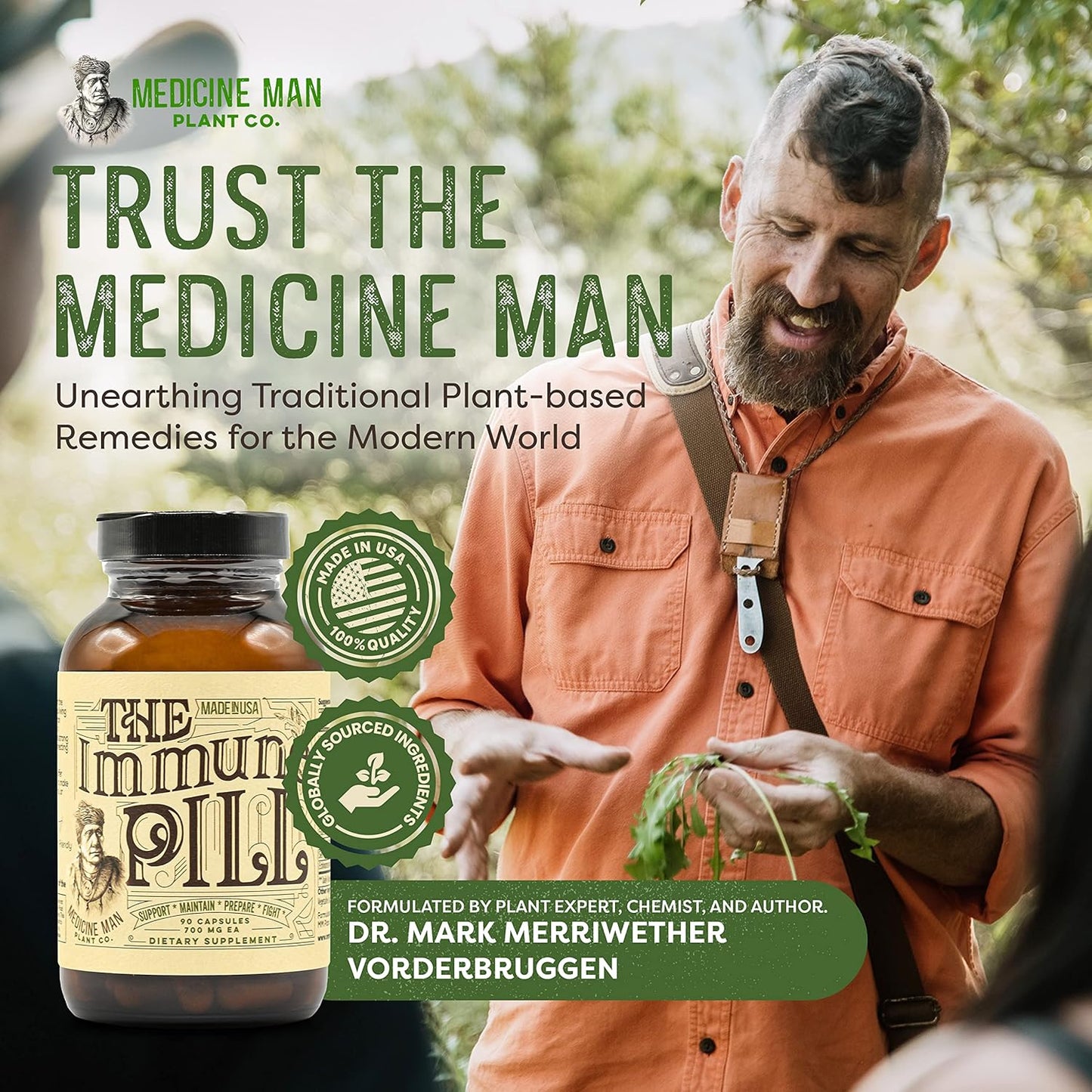 Immune Support Capsules with Vitamin C, Elderberry, Prunella Vulgaris, Echinacea, and Cordyceps - 90 Count - Boosters for Adults & Kids by Medicine Man Plant Co