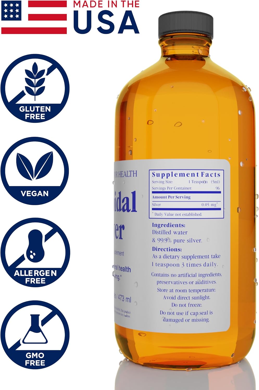 Immune Support Colloidal Silver Solution - 10 PPM - Various Sizes - Boosts Health and Well-being