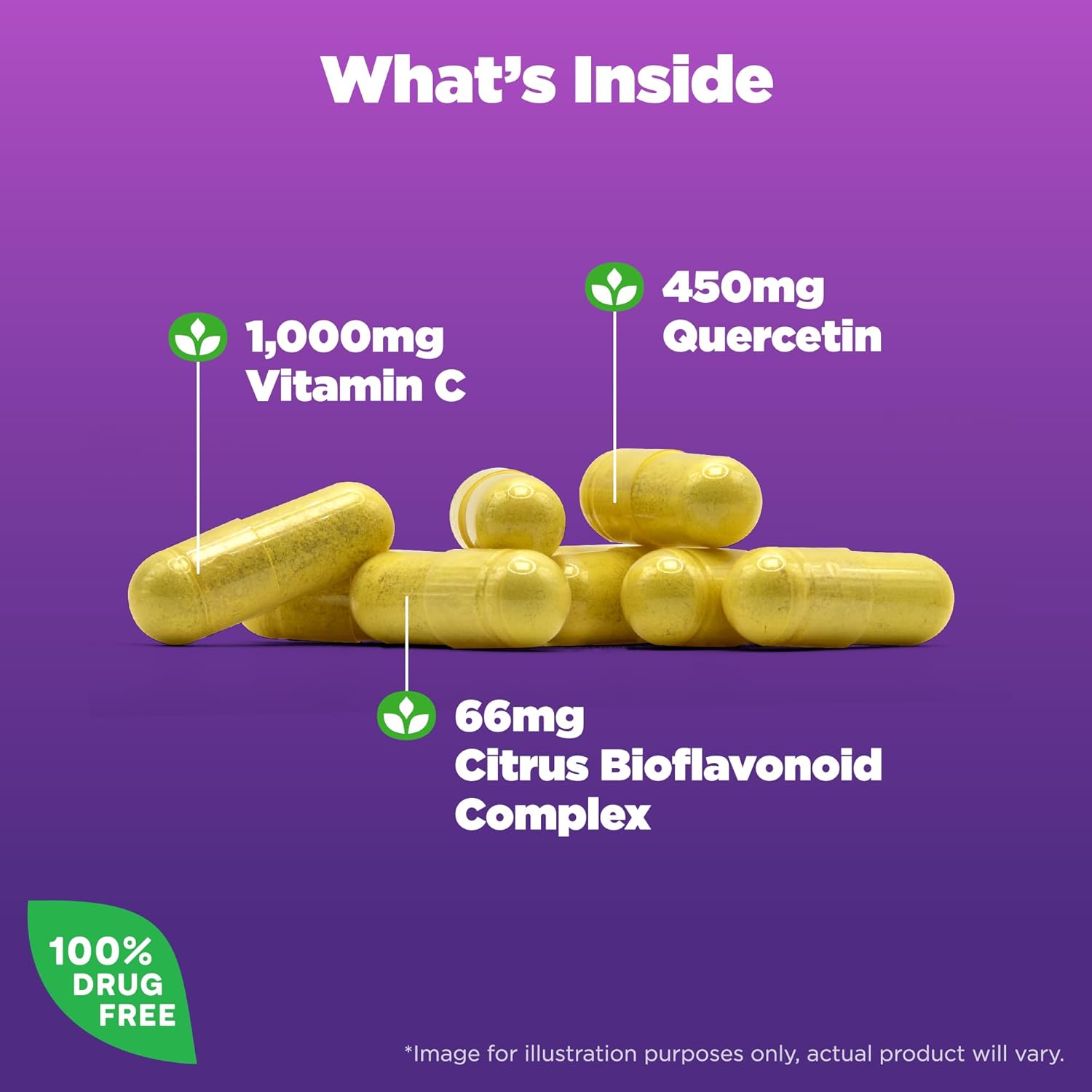 Immune Support Dietary Supplement with Quercetin, Vitamin C, and Bioflavonoids - 50 Capsules