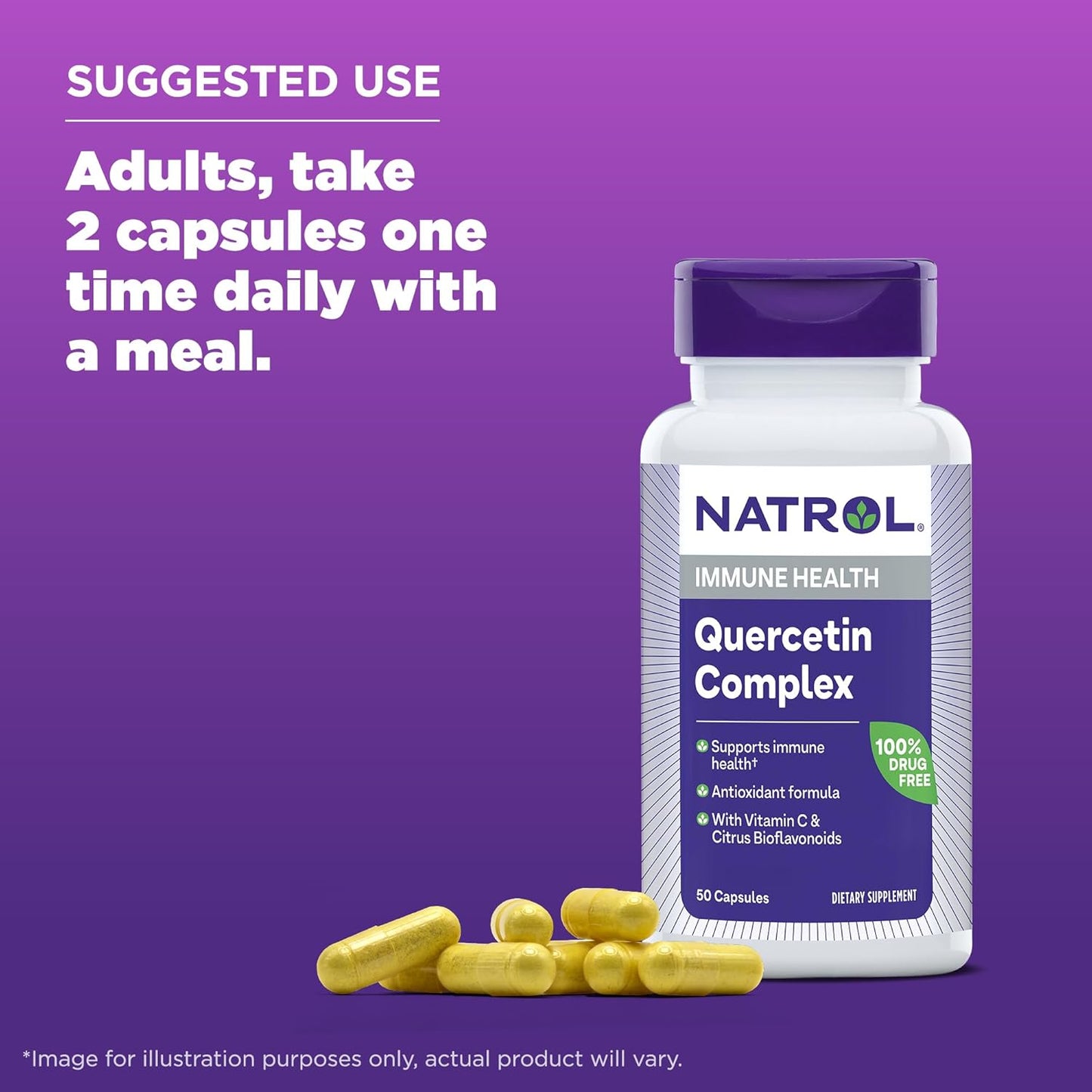 Immune Support Dietary Supplement with Quercetin, Vitamin C, and Bioflavonoids - 50 Capsules