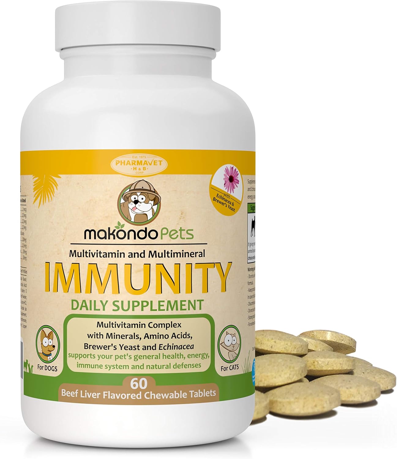 Immune Support Dog Supplement with Vitamins, Minerals, Echinacea & Brewers Yeast - Allergy Relief for Dogs - Immunity Health Supplies for Pets - Itch Relief Vitamins & Supplements
