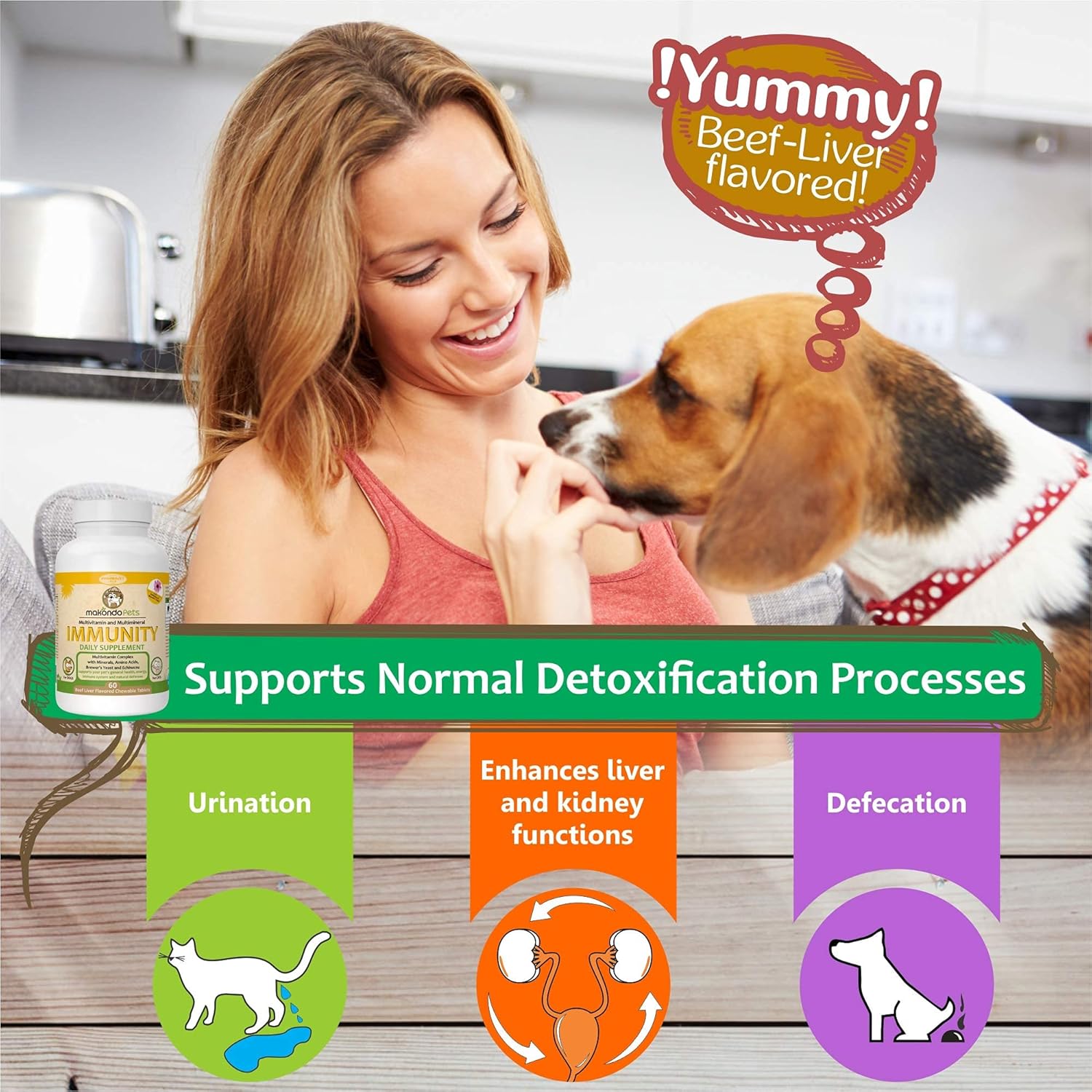 Immune Support Dog Supplement with Vitamins, Minerals, Echinacea & Brewers Yeast - Allergy Relief for Dogs - Immunity Health Supplies for Pets - Itch Relief Vitamins & Supplements