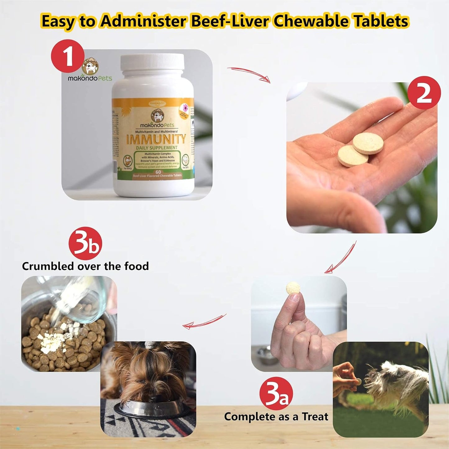 Immune Support Dog Supplement with Vitamins, Minerals, Echinacea & Brewers Yeast - Allergy Relief for Dogs - Immunity Health Supplies for Pets - Itch Relief Vitamins & Supplements