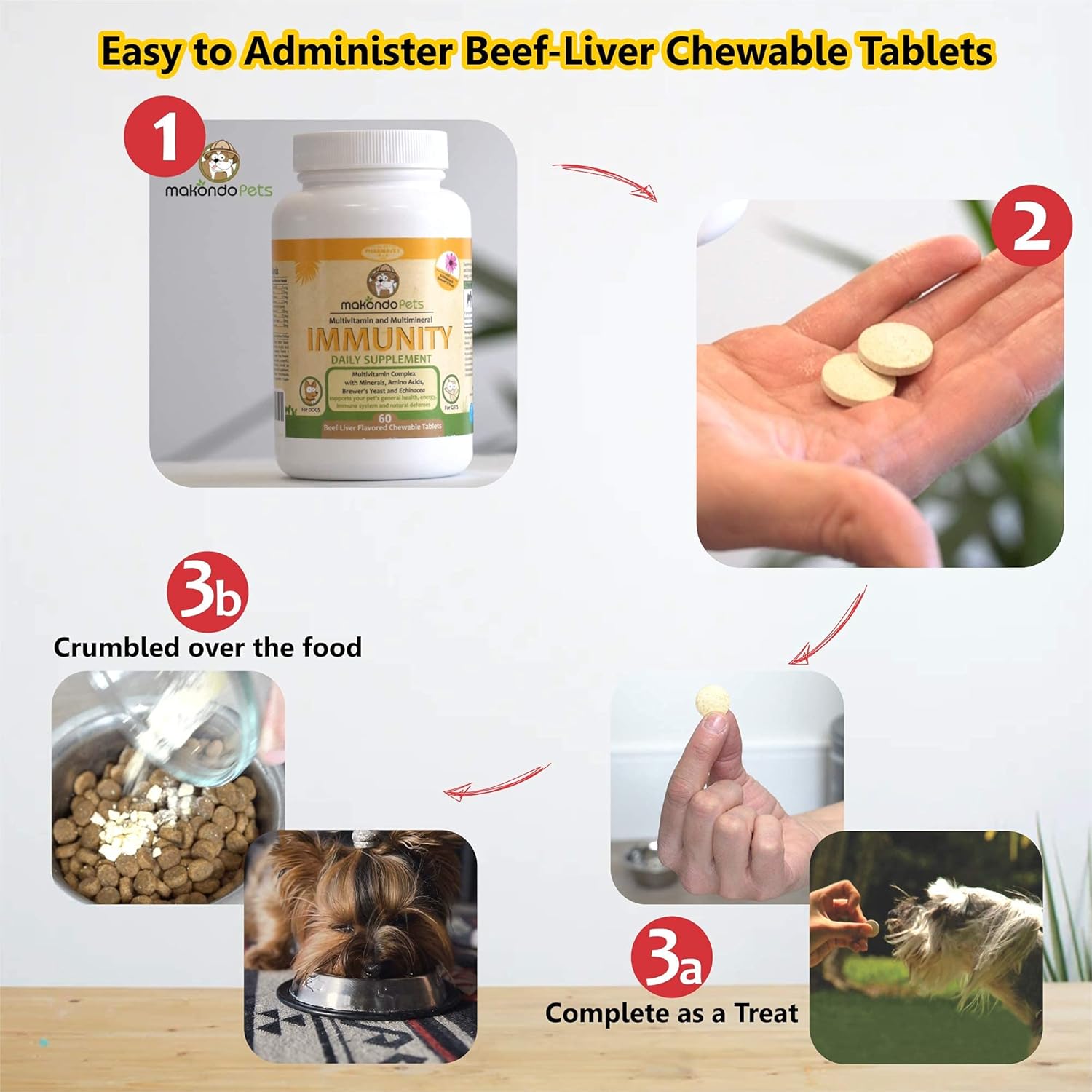 Immune Support Dog Supplement with Vitamins, Minerals, Echinacea & Brewers Yeast - Allergy Relief for Dogs - Immunity Health Supplies for Pets - Itch Relief Vitamins & Supplements