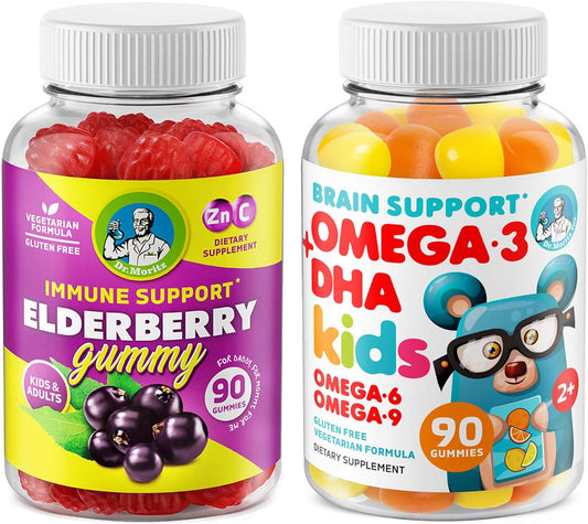Immune Support Elderberry Gummies with Omega 3 for Kids & Adults - Boost Brain & Heart Health - BoostGo Australia