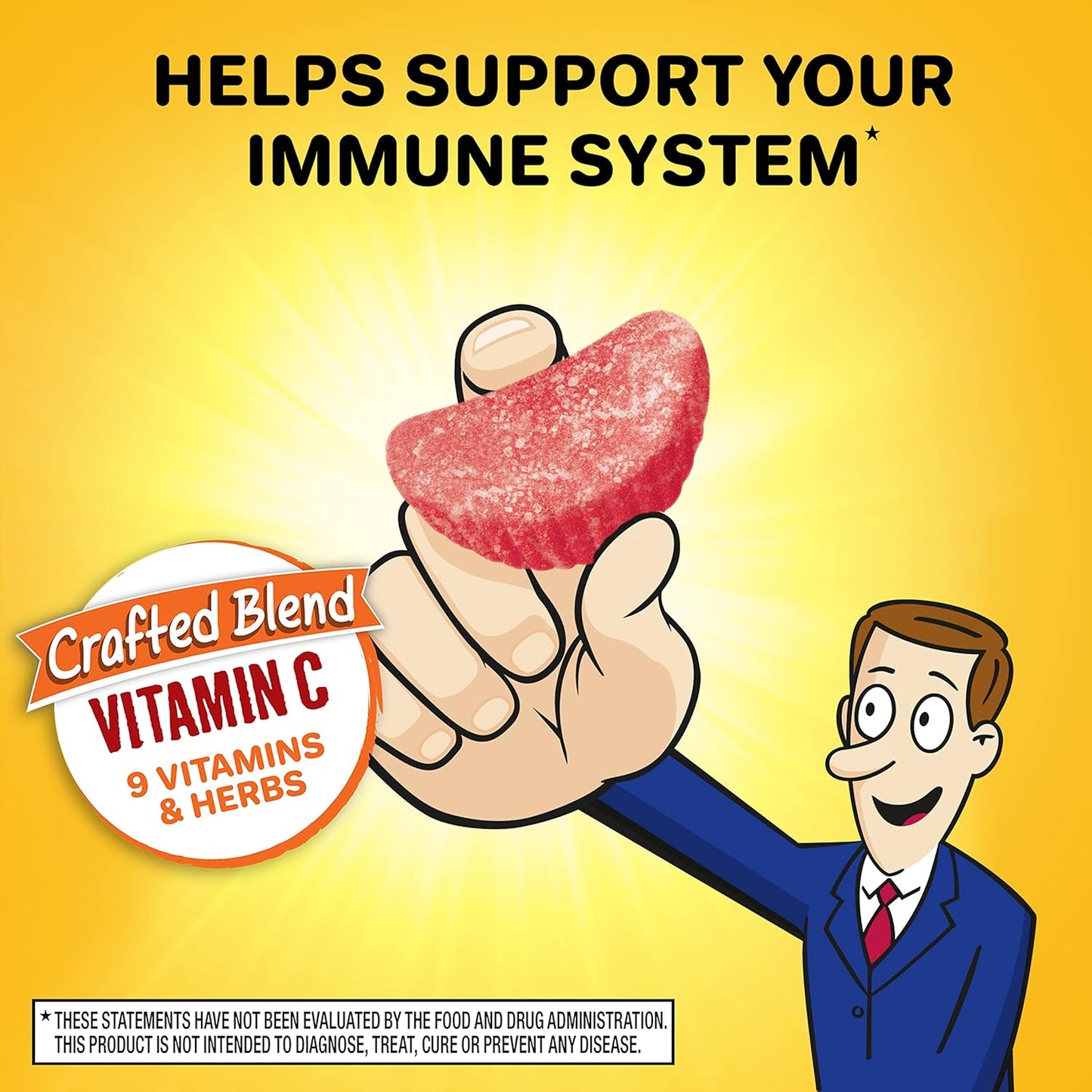 Immune Support Gummies - Airborne Vitamin C 750mg, Assorted Fruit, Gluten-Free (42 Count)