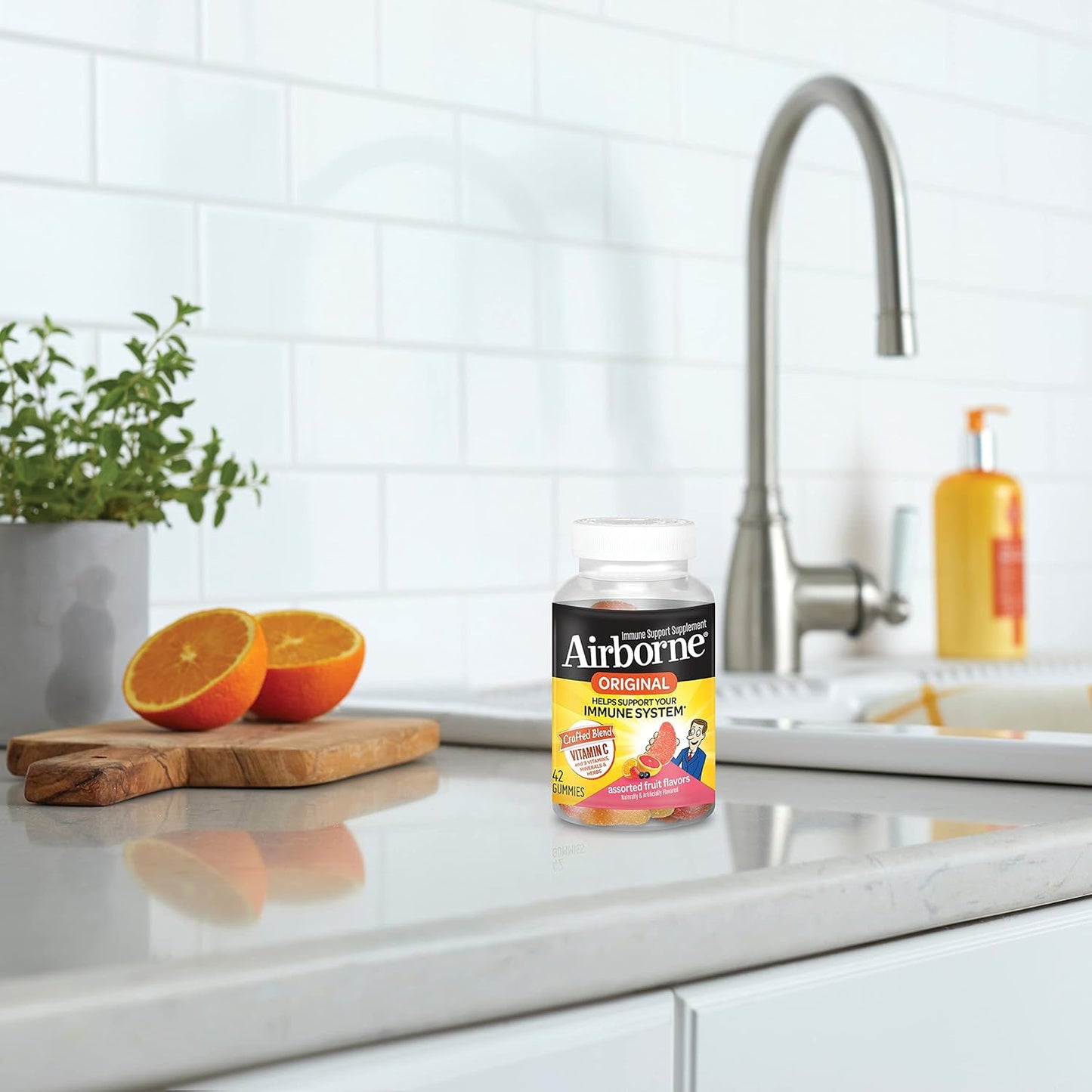 Immune Support Gummies - Airborne Vitamin C 750mg, Assorted Fruit, Gluten-Free (42 Count)