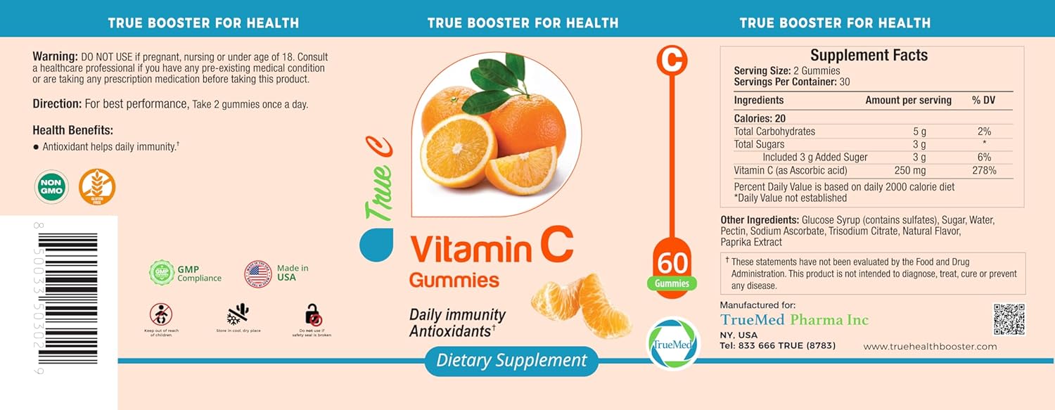 Immune Support Gummies with Vitamin C, Zinc, and Probiotics - Non-GMO and Gluten-Free - 60 Count