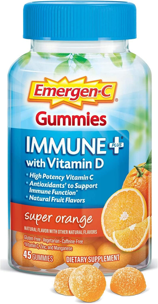 Immune Support Gummies with Vitamin D, Super Orange Flavor, 90 Gummies (2-Pack)