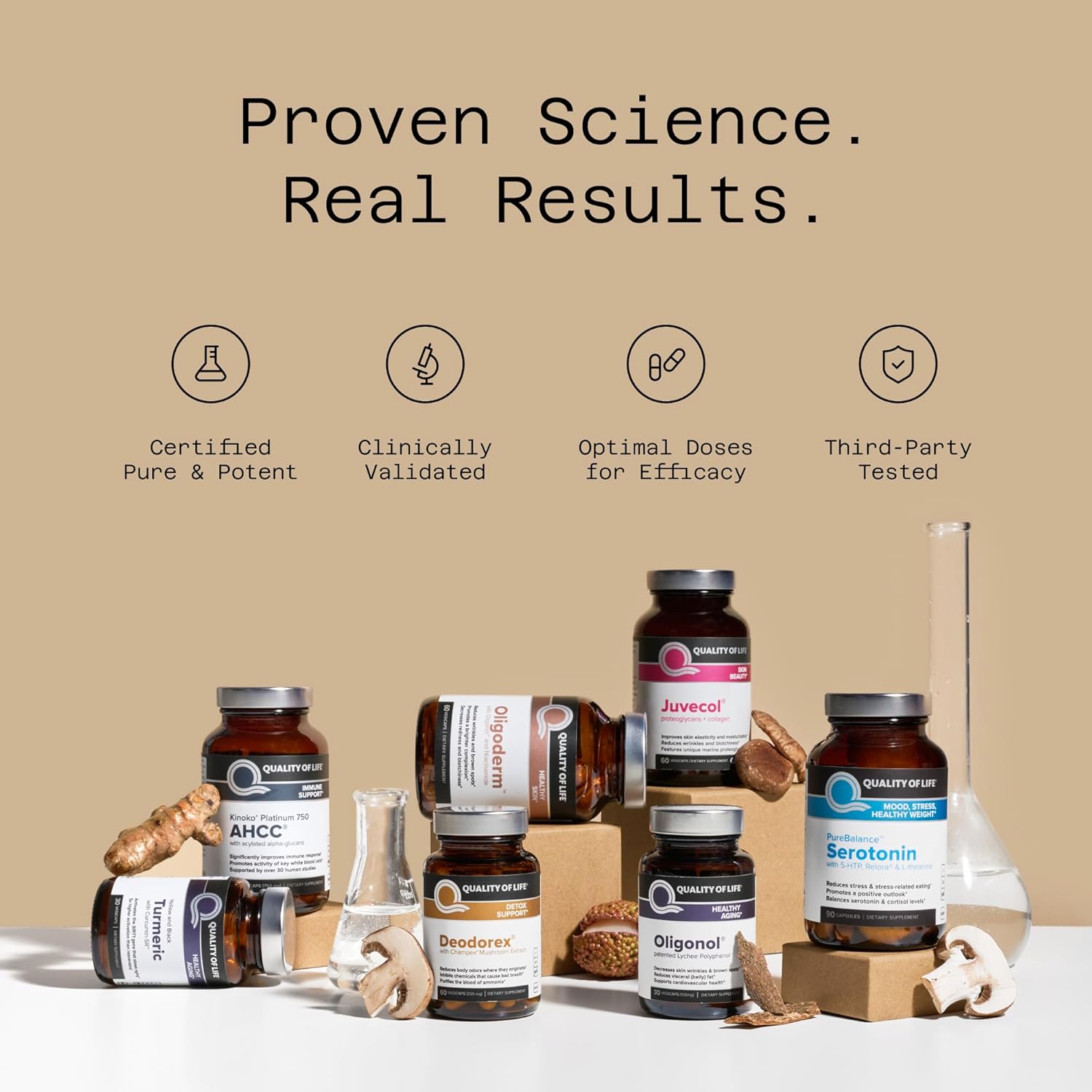 Immune Support Healthy Aging Bundle with Kinoko Gold AHCC and Oligonol Lychee Extract - Enhance Quality of Life