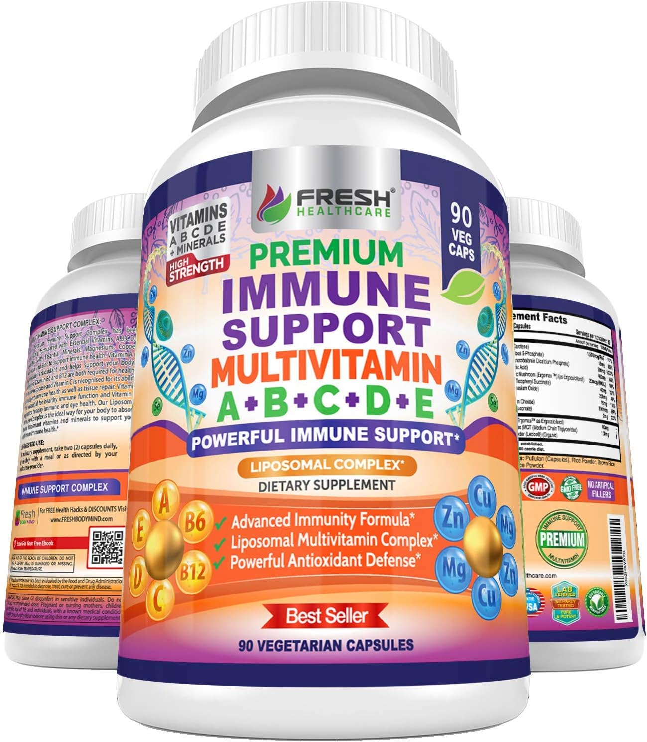 Immune Support Multivitamin for Men and Women with Liposomal Complex - Daily Antioxidant Boost - 90 Vegan Capsules - BoostGo Australia