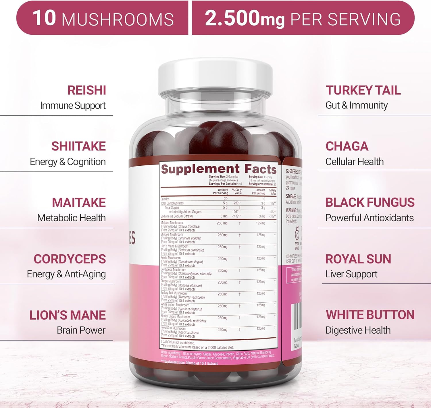 Immune Support Mushroom Complex & Saw Palmetto Gummies Bundle - Prostate and Hair Growth Supplements for Men and Women