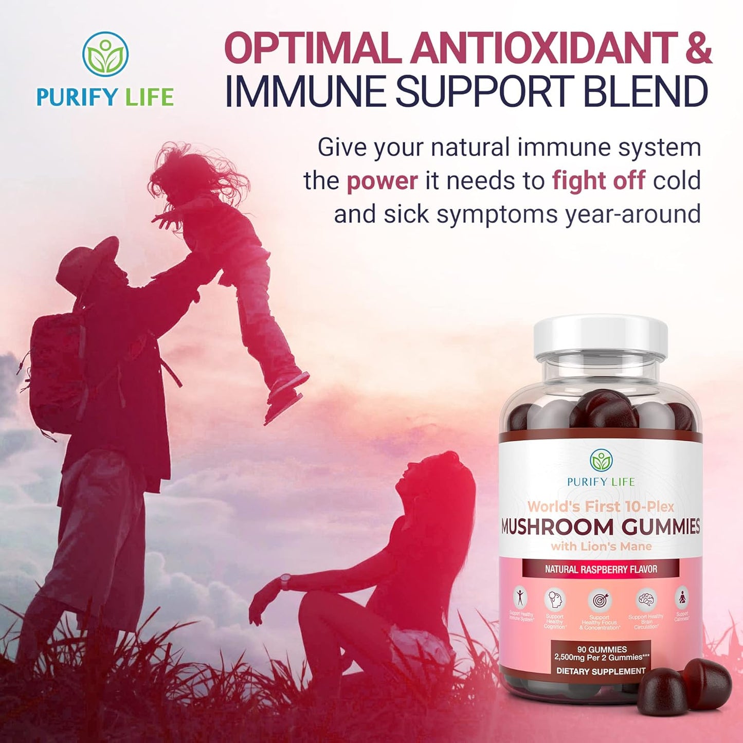 Immune Support Mushroom Complex & Saw Palmetto Gummies Bundle - Prostate and Hair Growth Supplements for Men and Women