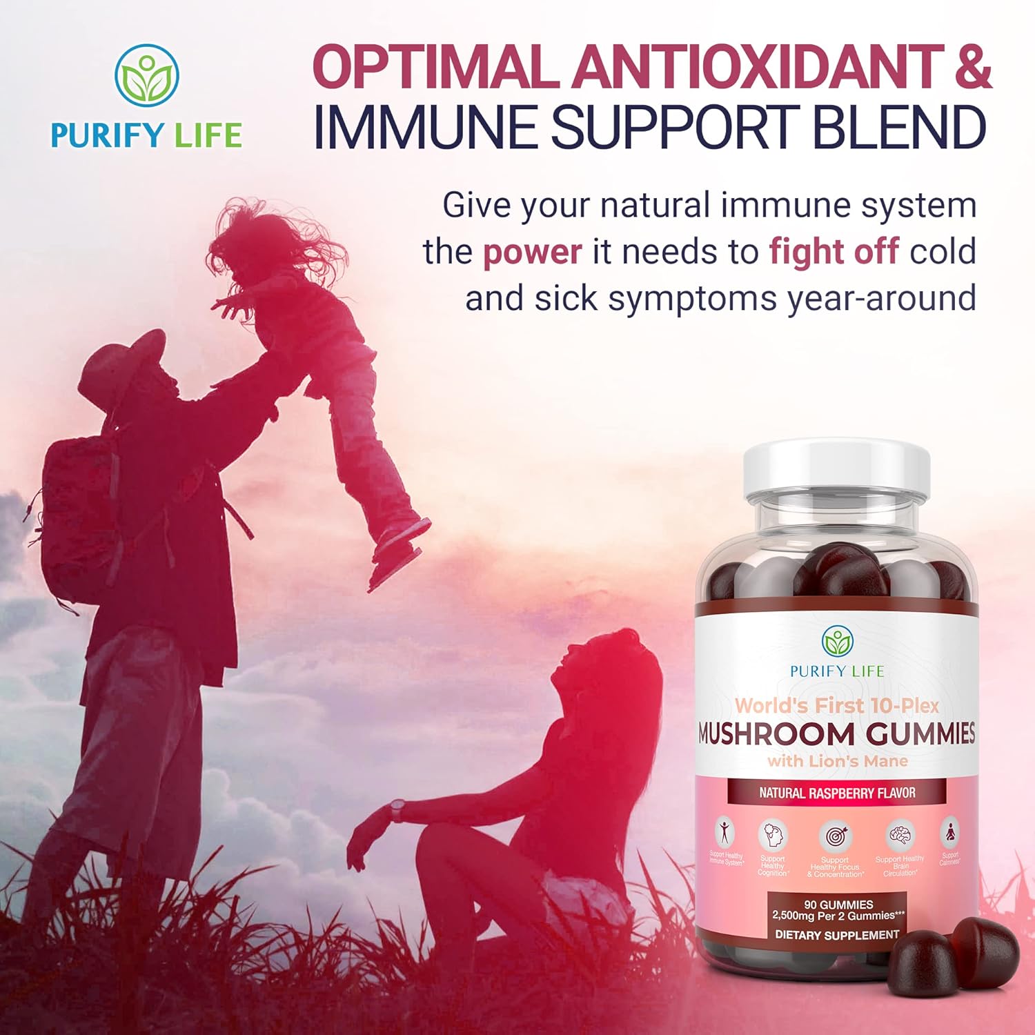 Immune Support Mushroom Complex & Saw Palmetto Gummies Bundle - Prostate and Hair Growth Supplements for Men and Women