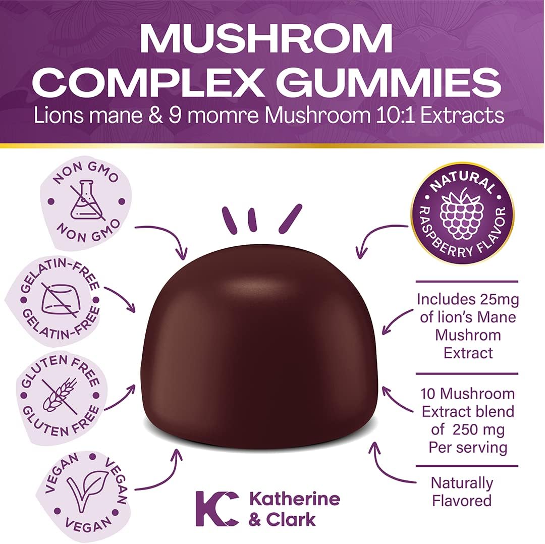 Immune Support Mushroom Gummies with Raspberry Flavor - Daily Well-Being Supplement