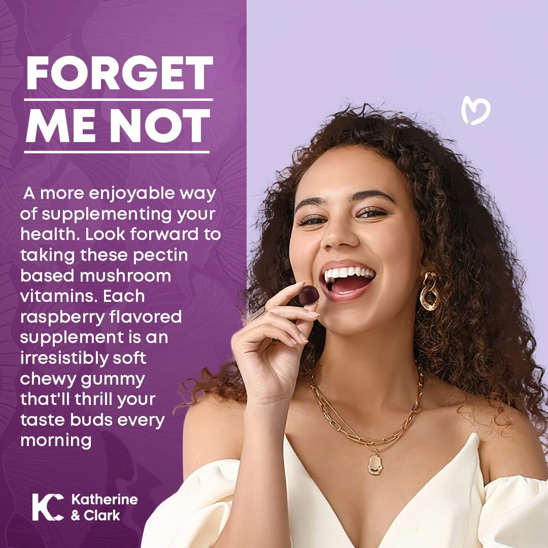 Immune Support Mushroom Gummies with Raspberry Flavor - Daily Well-Being Supplement