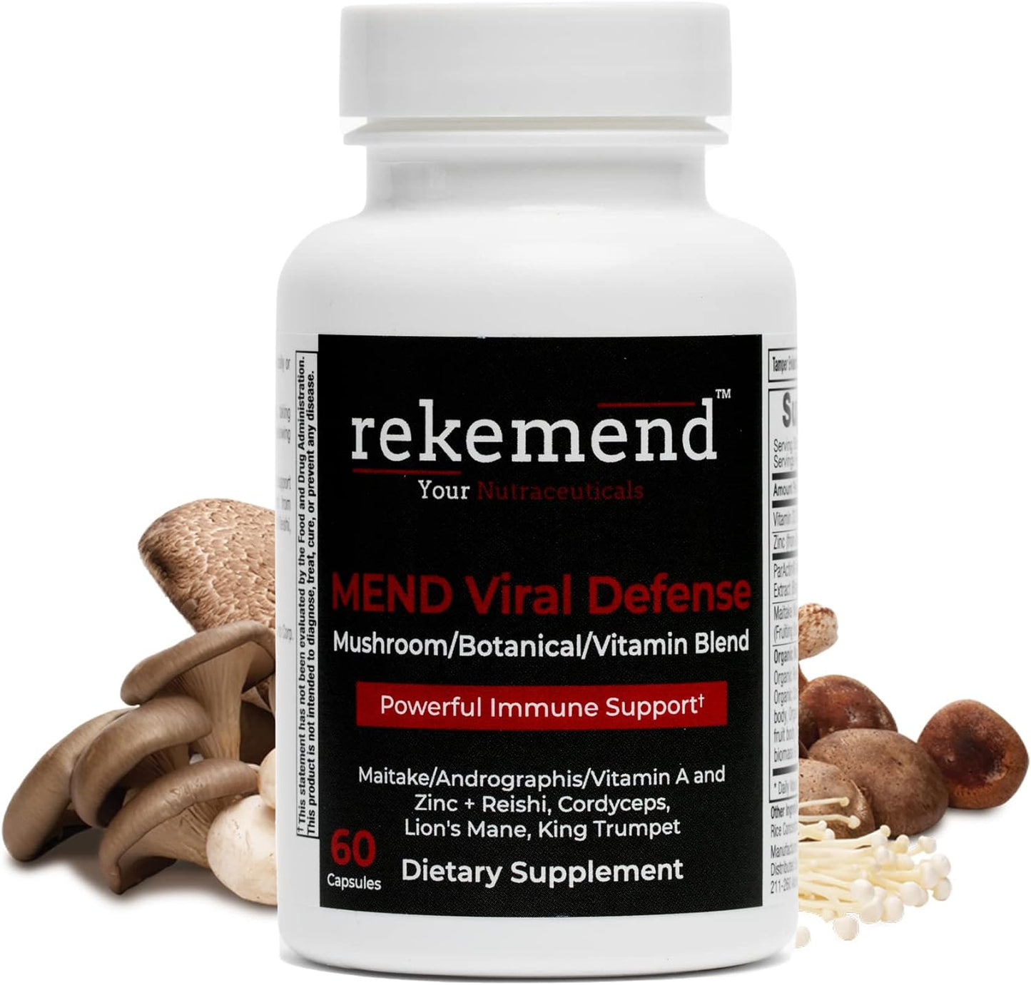 Immune Support Mushroom Supplement with Lions Mane, Cordyceps & Reishi - 60 Capsules