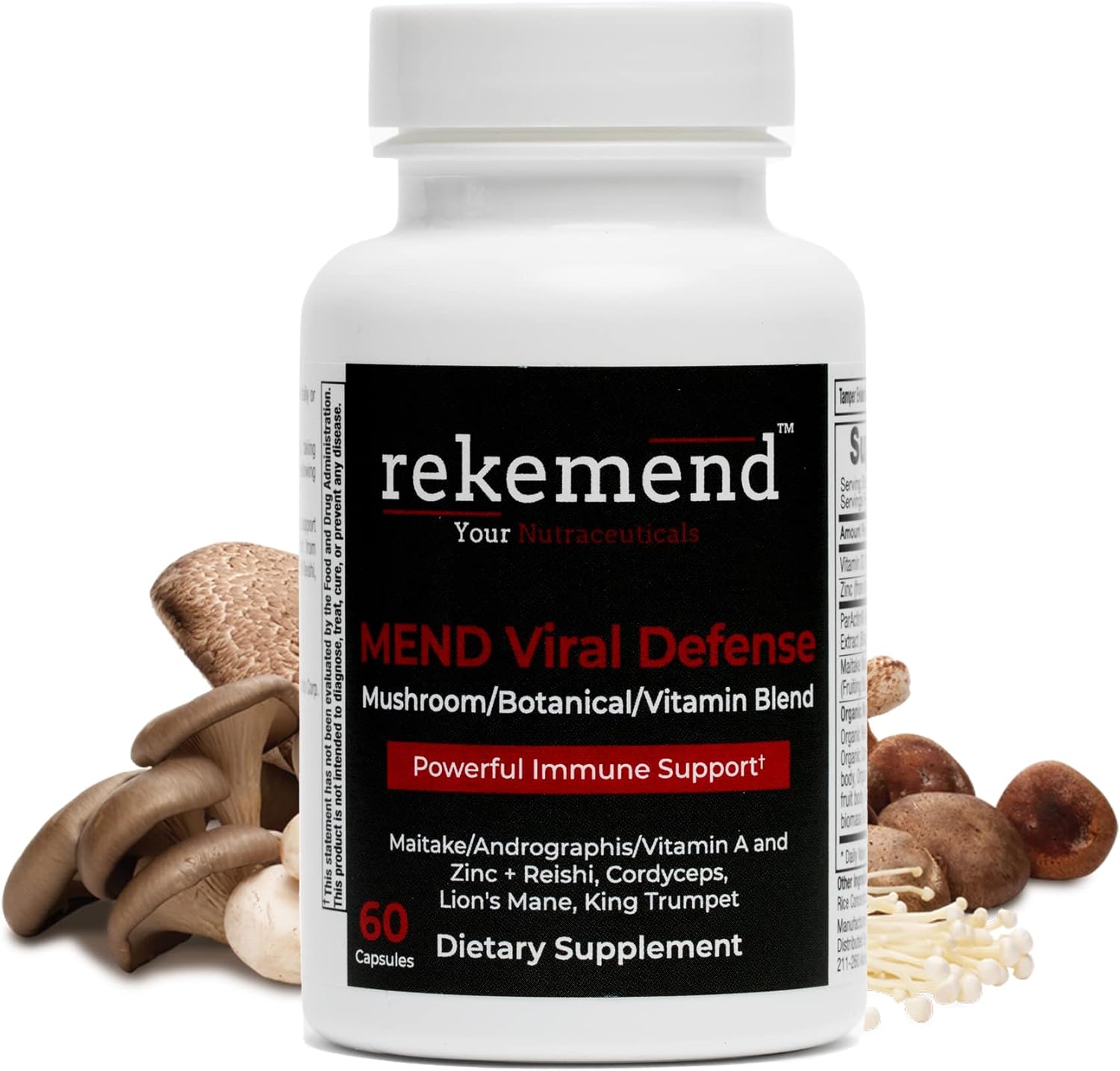 Immune Support Mushroom Supplement with Lions Mane, Cordyceps & Reishi - 60 Capsules