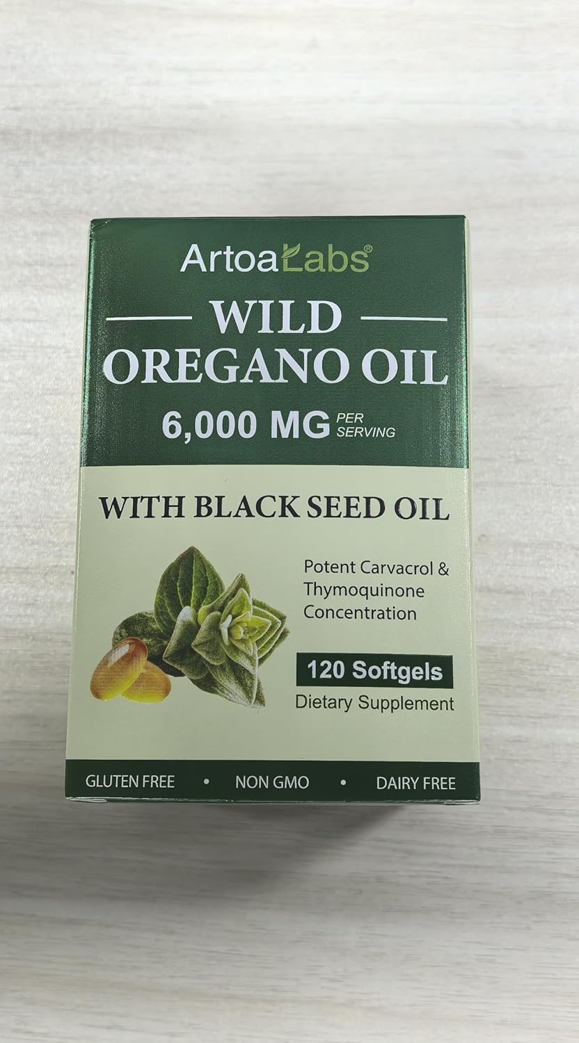 Immune Support Softgels with Oregano Oil, Garlic Extract, Olive Leaf & Black Seed Oil for Digestive Health in Men and Women