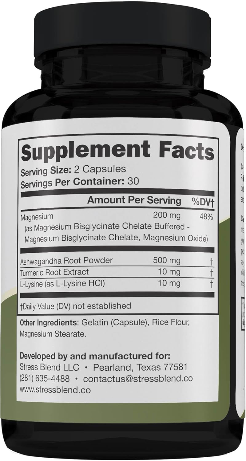 Immune Support Stress Relief Supplement - 60 Capsules for Outbreak Suppression, 30-Day Supply