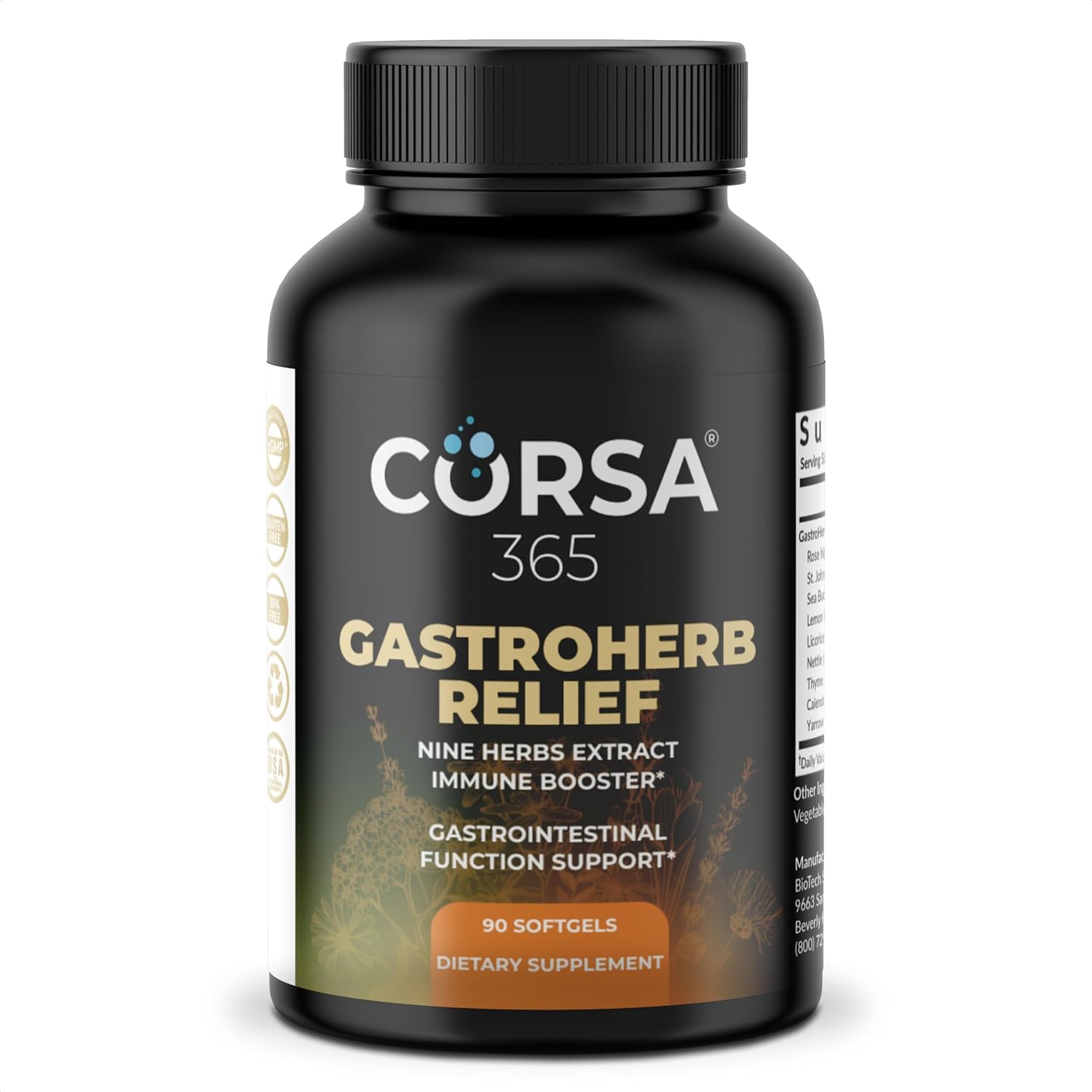 Immune Support Supplement with 9 Herb Extracts for Digestive Health - 90 Softgels