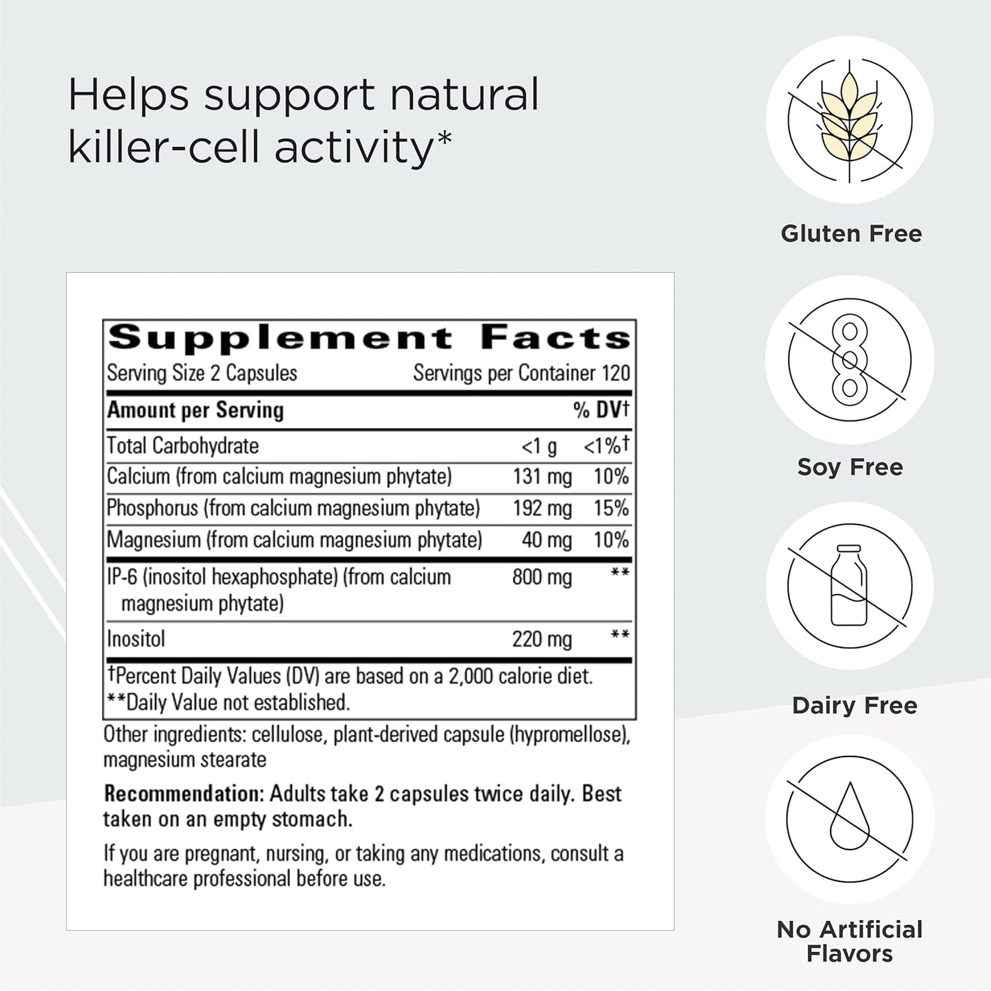Immune Support Supplement with IP-6 and Inositol - Integrative Therapeutics Cellular Forte - 120 Capsules - Gluten Free - Dairy Free - Vegan