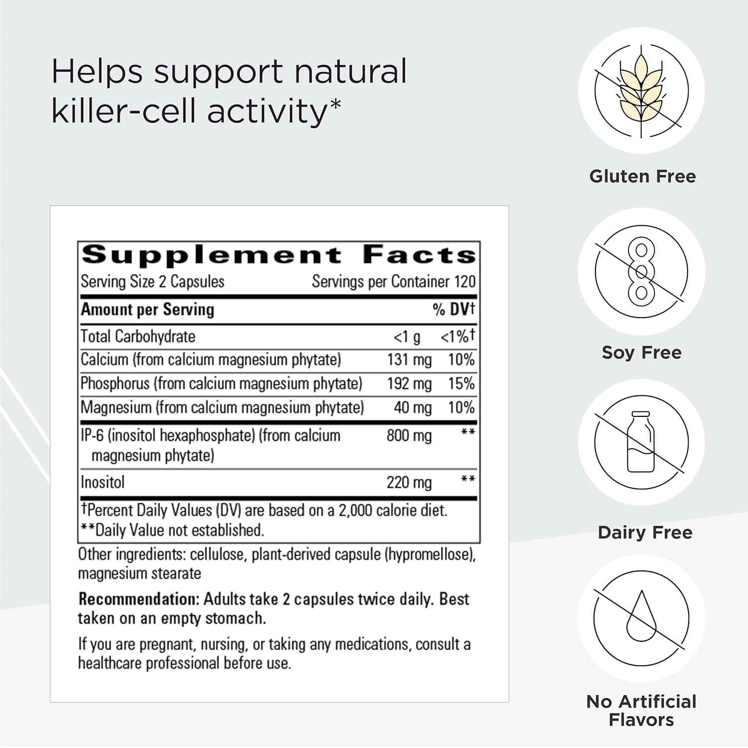 Immune Support Supplement with IP-6 and Inositol - Integrative Therapeutics Cellular Forte - 120 Capsules - Gluten Free - Dairy Free - Vegan