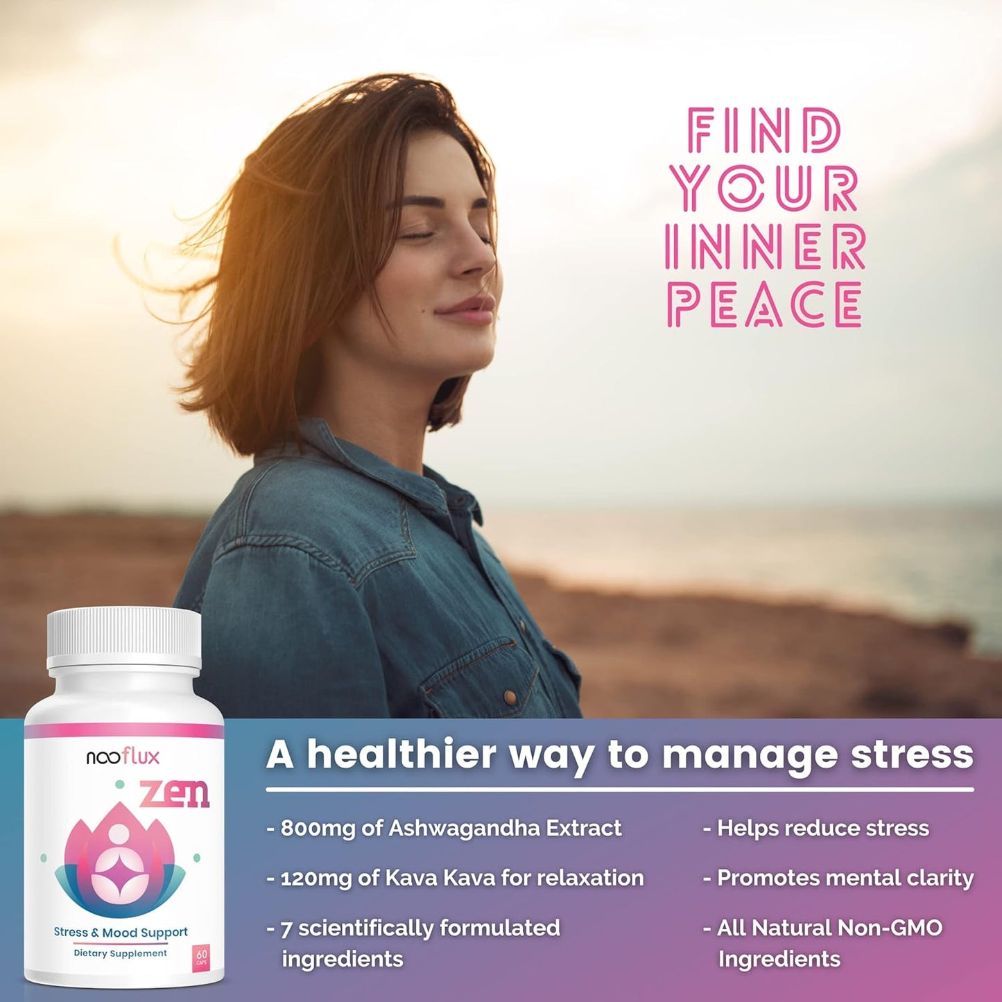 Immune Support Supplement with Stress Relief, Mood Support, and Zen Blend of Ashwagandha, Rhodiola Rosea, Kava Kava, L Theanine, and Saffron