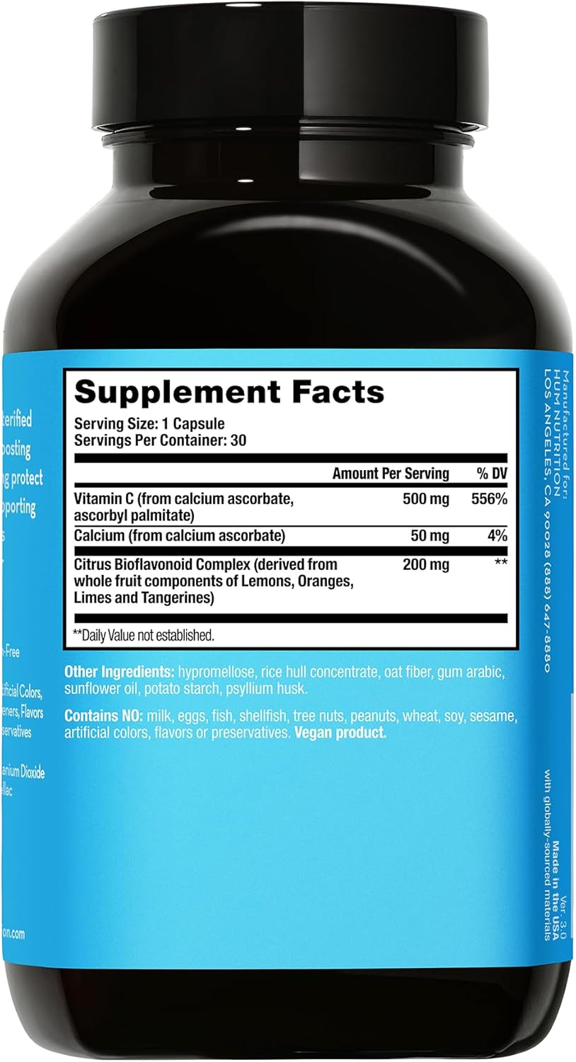 Immune Support Supplement with Vitamin C & Citrus Bioflavonoids - Promotes Healthy Skin, Lung Health, and Immune Function - 30 Vegan Capsules