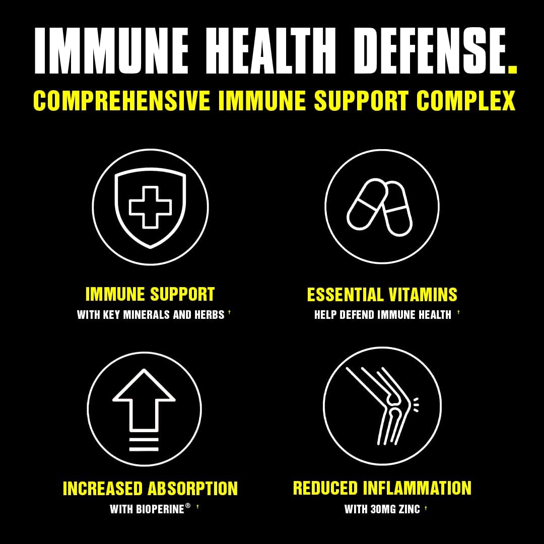 Immune Support Supplements - Vitamin C, D, Zinc, Olive Leaf Extract, Black Pepper, 30 Pack