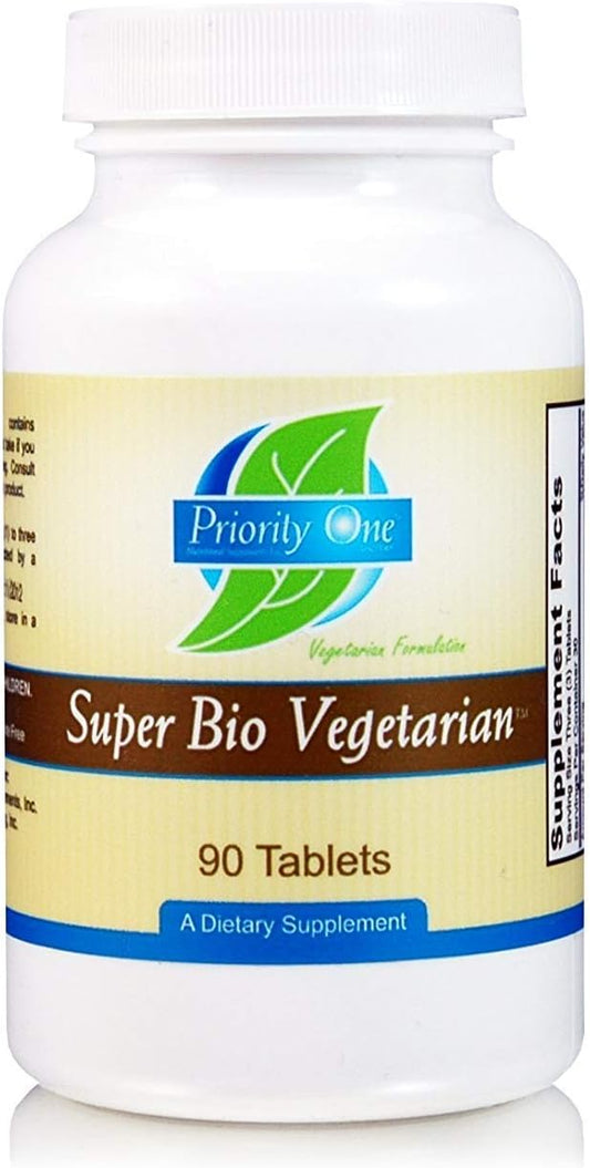 Immune System Support with Priority One Vitamins Super Bio Vegetarian Tablets - Clinical Strength Formula with Shiitake & Maitake Mushrooms - 90 Count